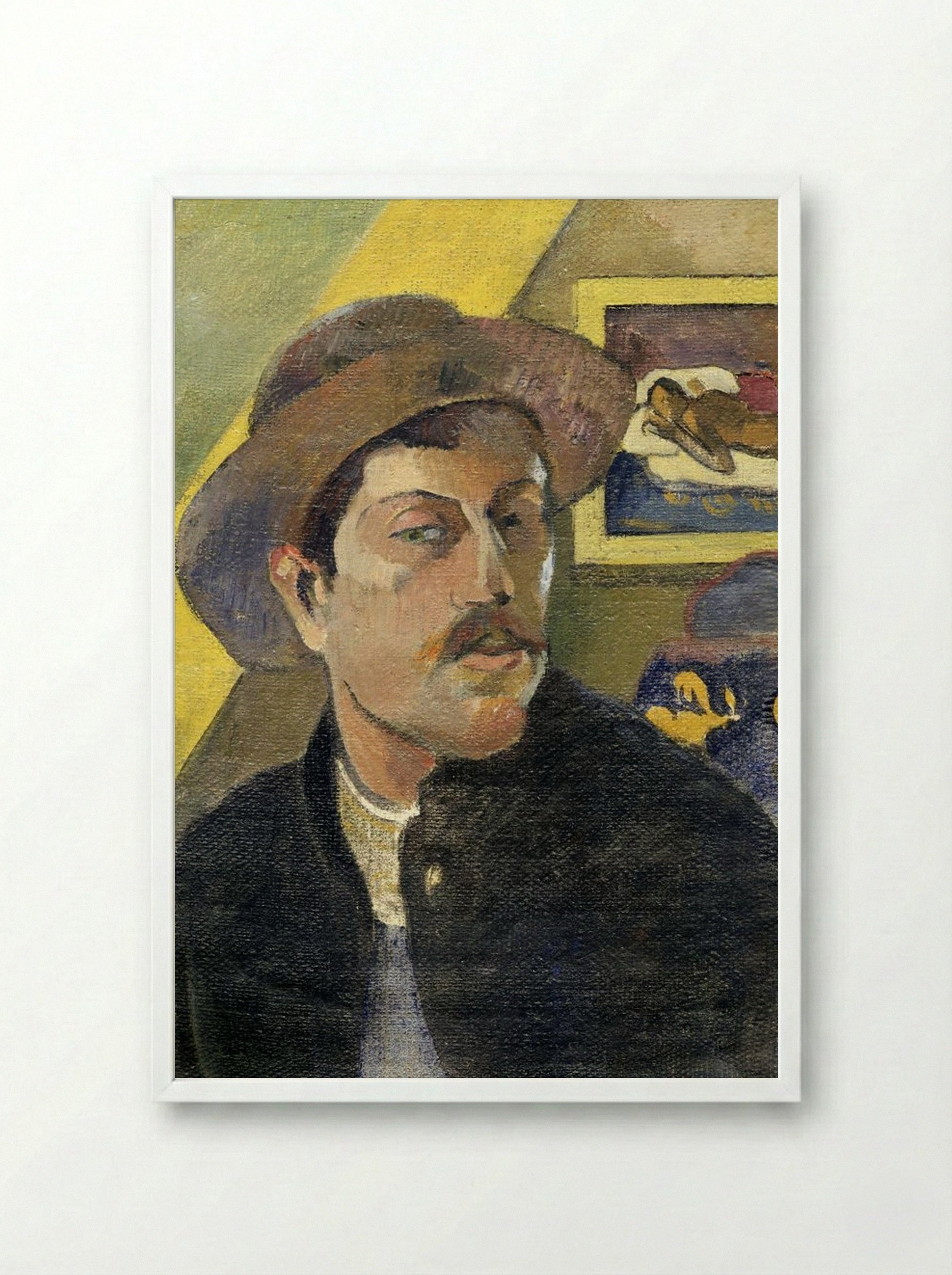 Self-Portrait in a Hat - Paul Gauguin - Framed Print White