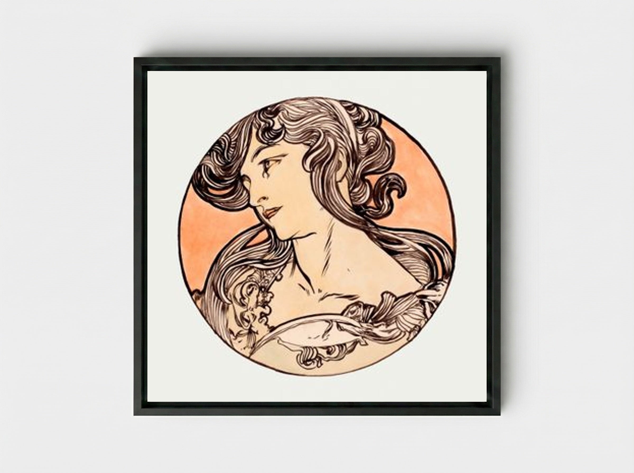 Stained Glass Window Design for Fouquet Boutique - Alphonse Mucha - Framed Canvas Black