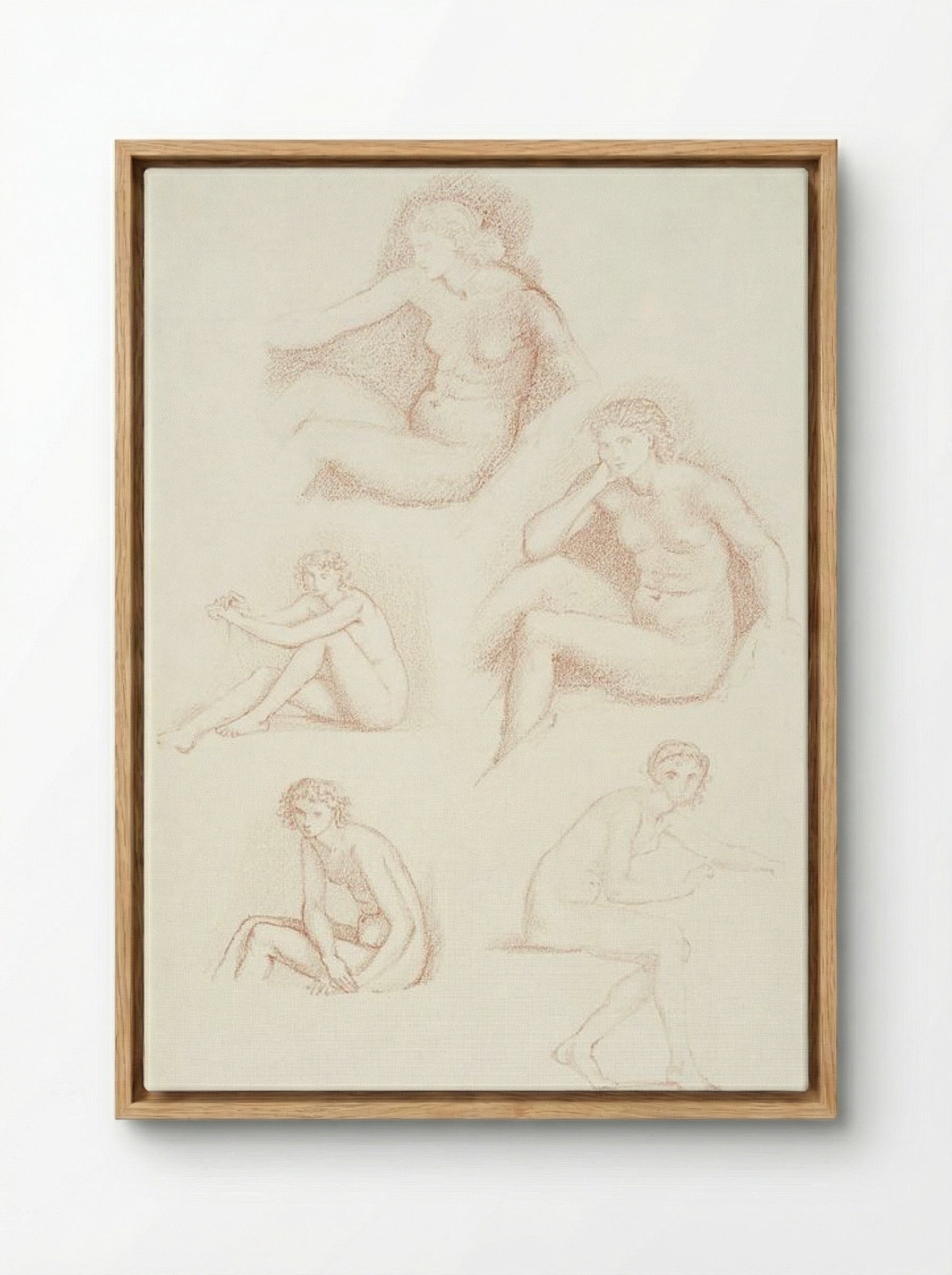 Female Nude: Five Studies of a Seated Girl - Edward Burne-Jones - Framed Canvas Wood