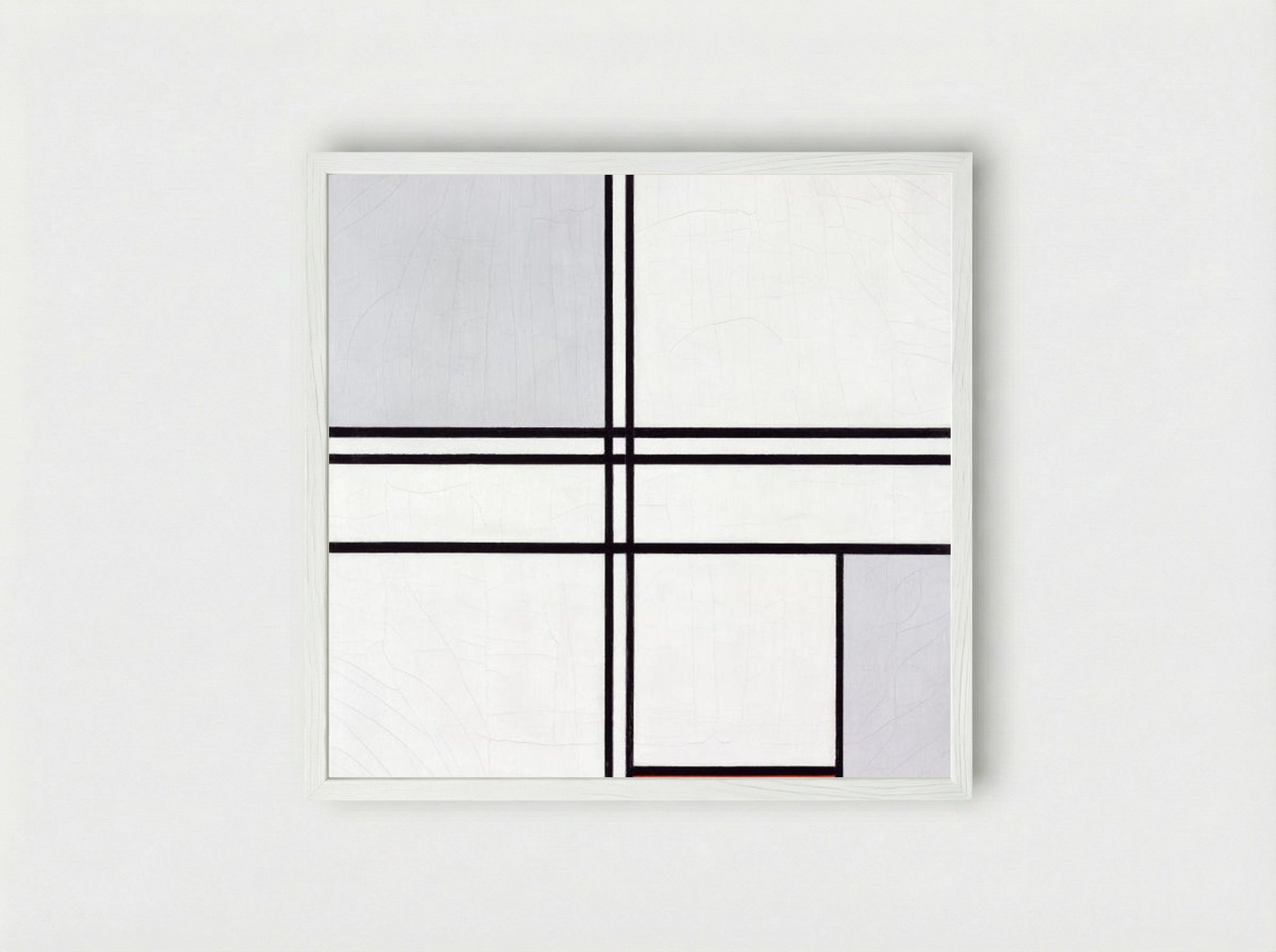 Composition No. 1, Grey-Red - Piet Mondrian - Framed Print White