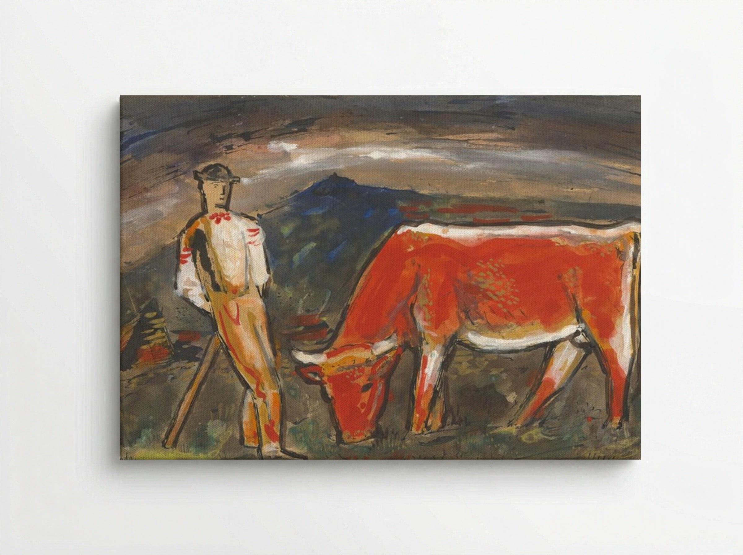 Shepherd with Red Cow - Mikuláš Galanda - Canvas