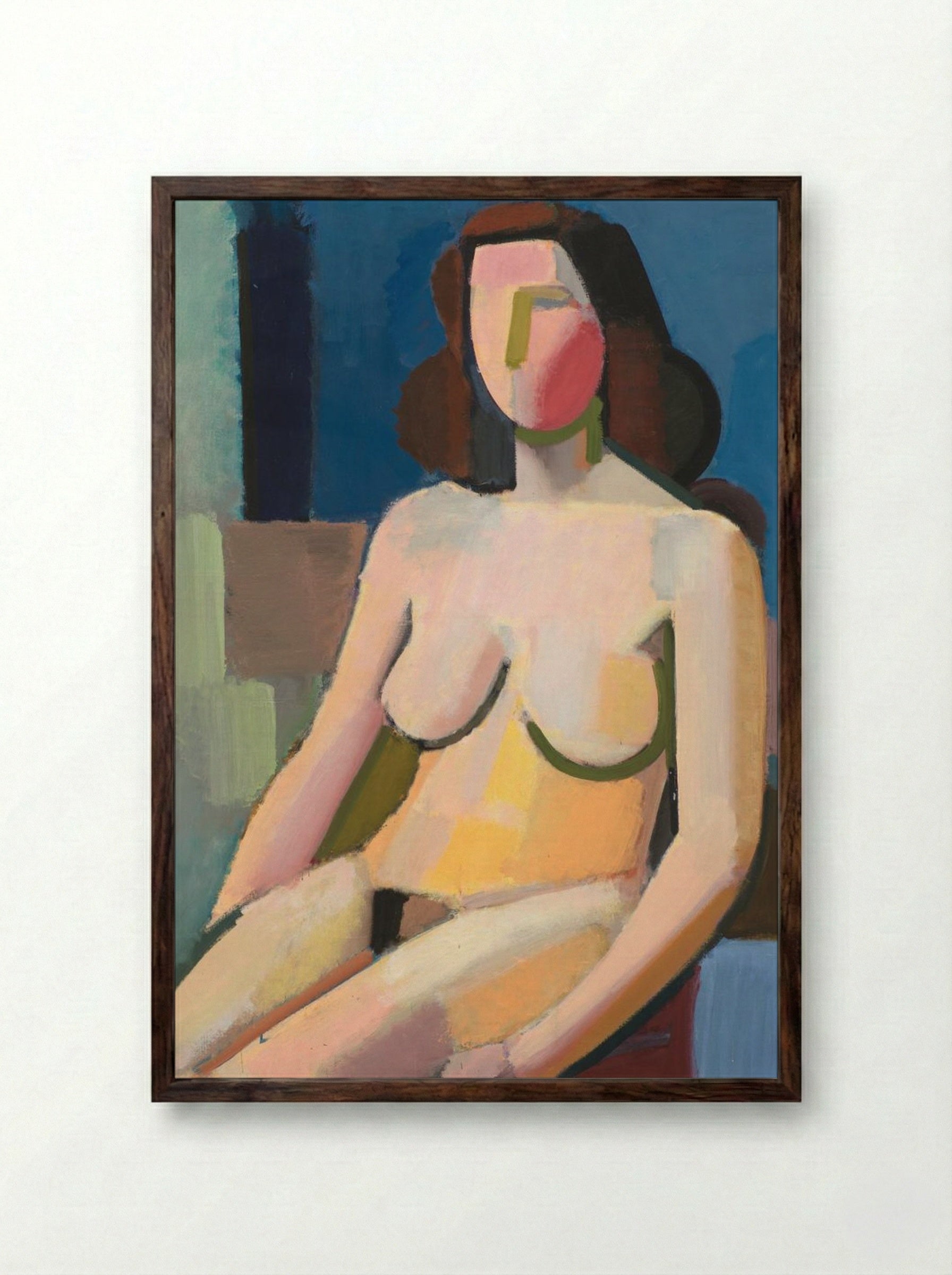 Seated Female Model - Vilhelm Lundstrøm - Framed Print Dark Wood