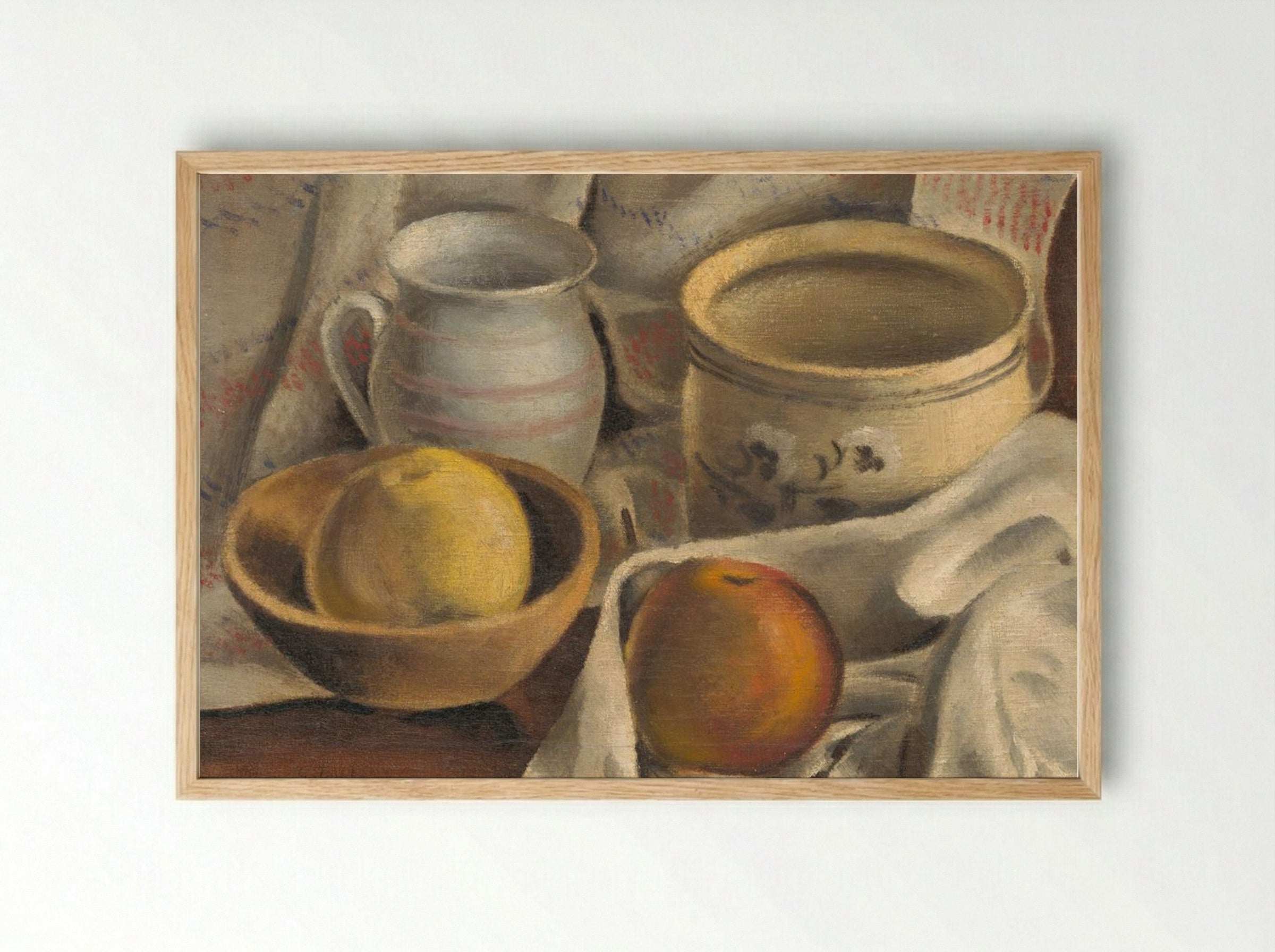 Still Life with Ceramic Pots and Apples - Mikuláš Galanda - Framed Print Wood