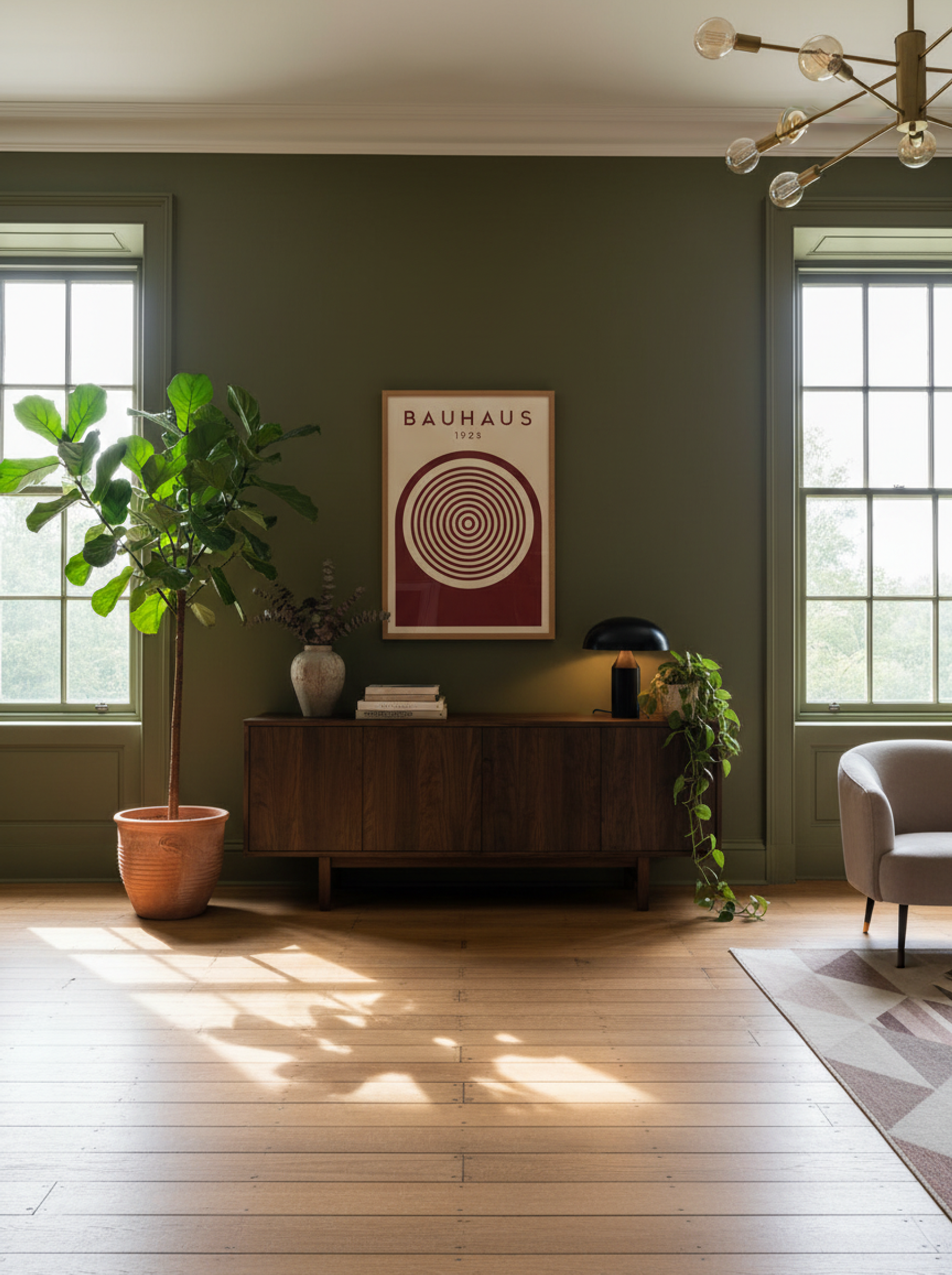 Bauhaus 1923 Concentric Circles – Deep Red Print - Lifestyle