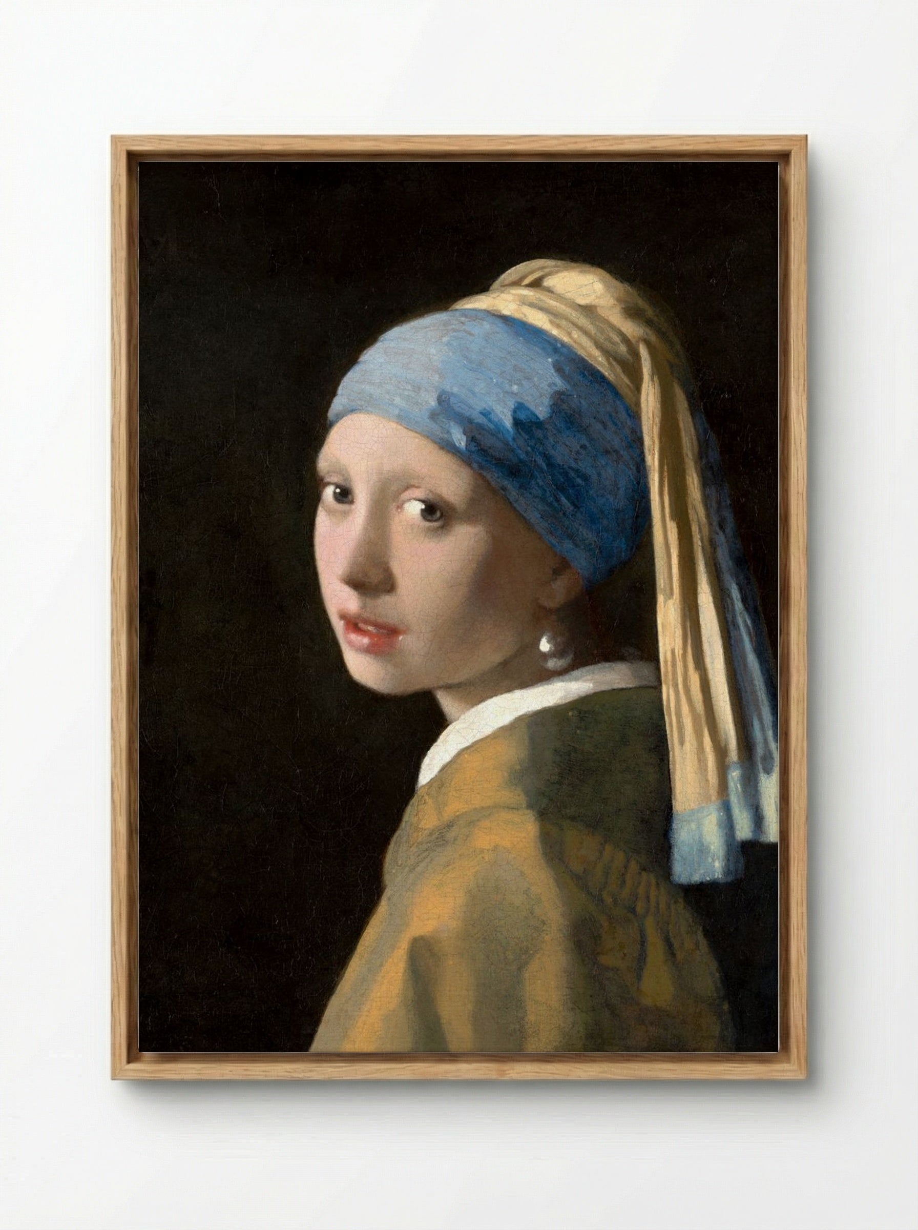 Girl with a Pearl Earring - Johannes Vermeer - Framed Canvas Wood