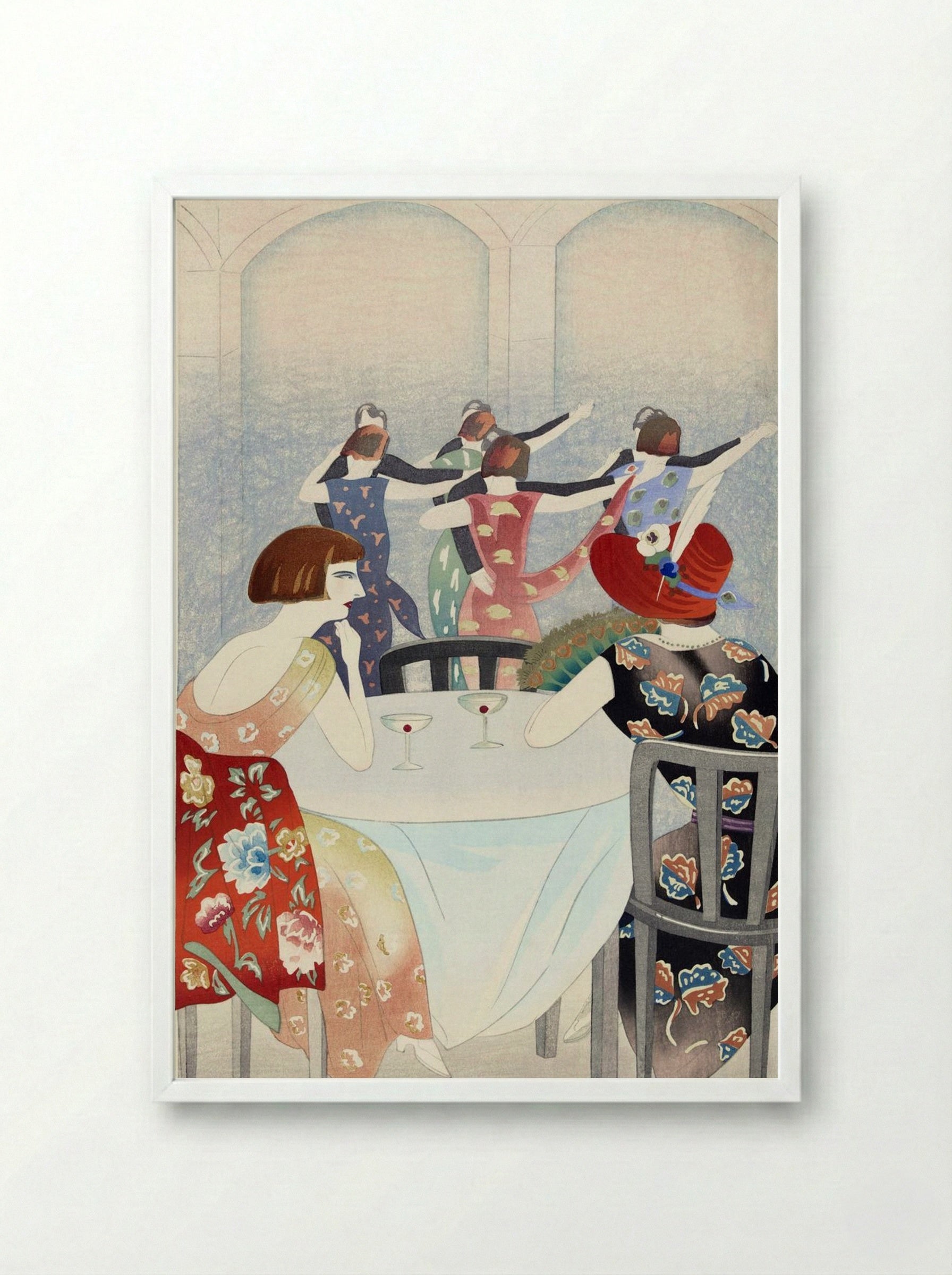 Dance Salon at the New Carlton Hotel, Shanghai - Yamamura Toyonari - Framed Print White