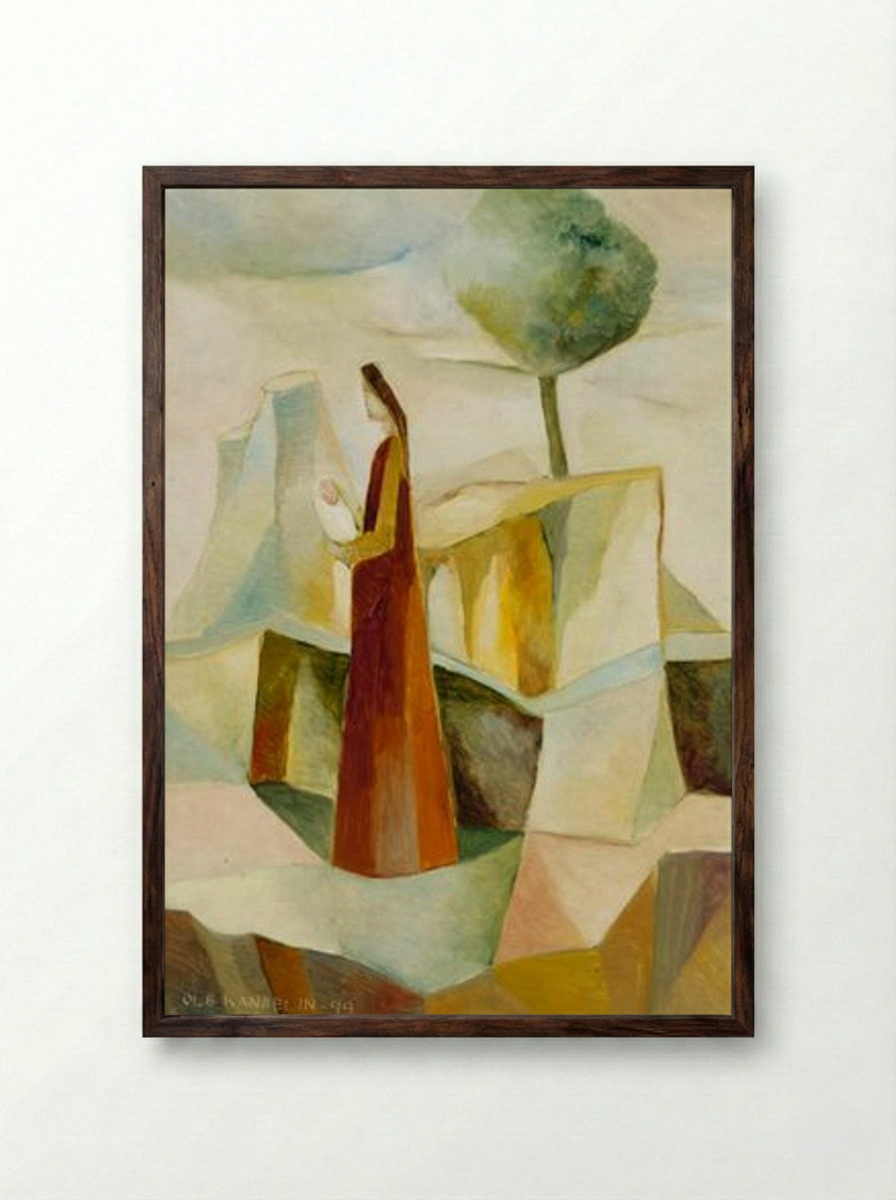 Mary and the Infant Jesus - Ole Kandelin - Framed Print Dark Wood