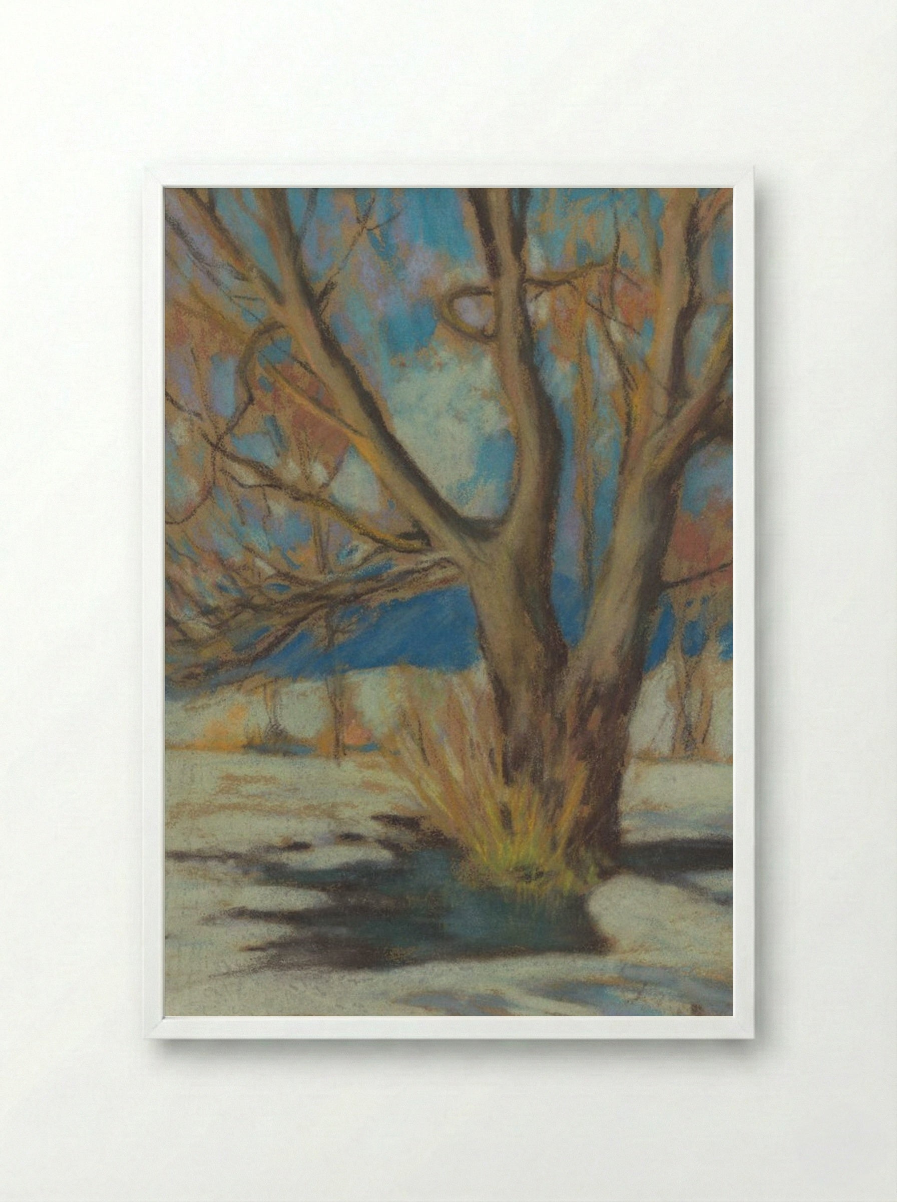 Study of a Bare Tree in Winter - Zolo Palugyay - Framed Print White