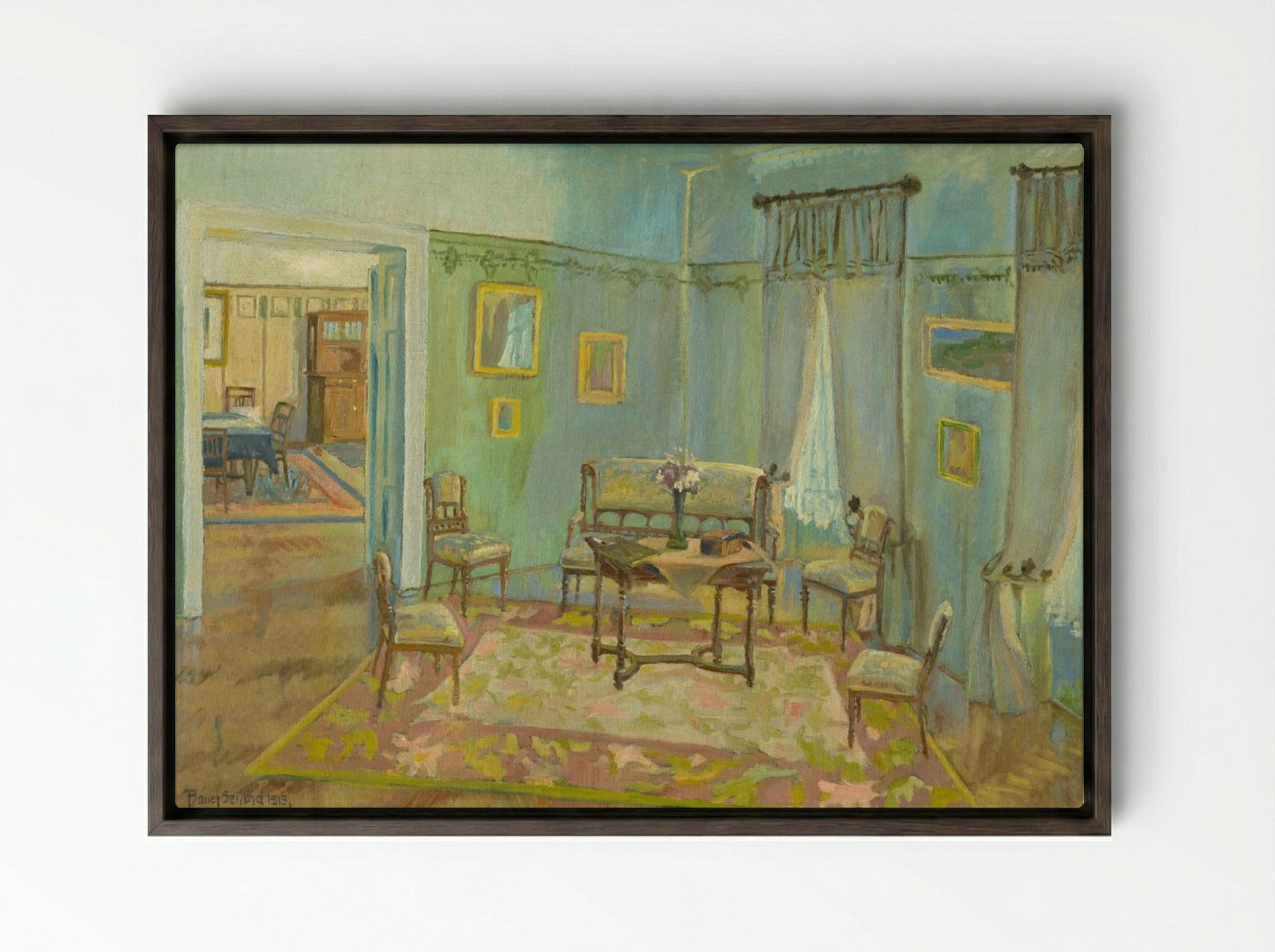 Room Interior - Konstantin Bauer - Framed Canvas Dark Wood