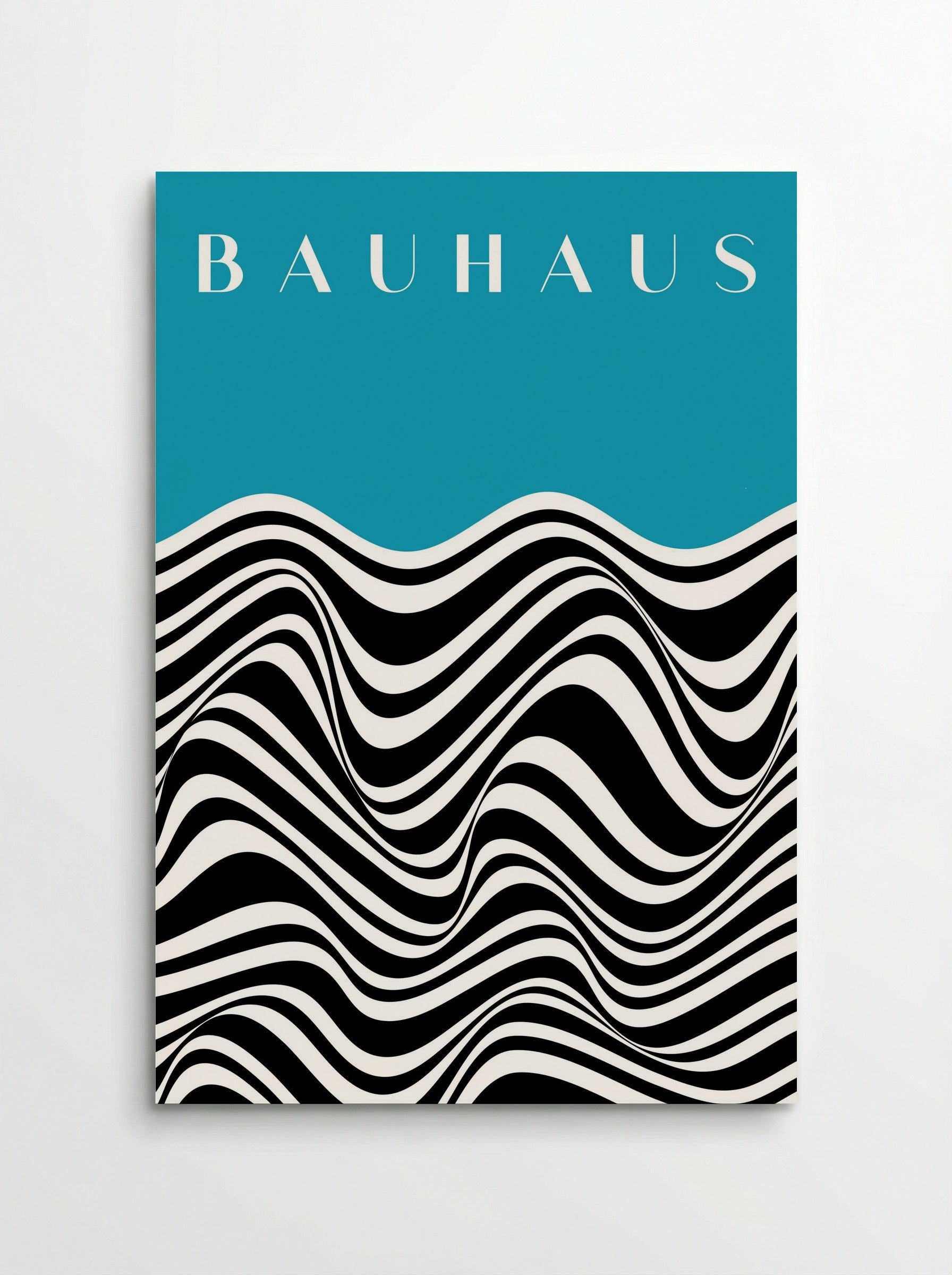 Bauhaus Waves on Cyan - Poster