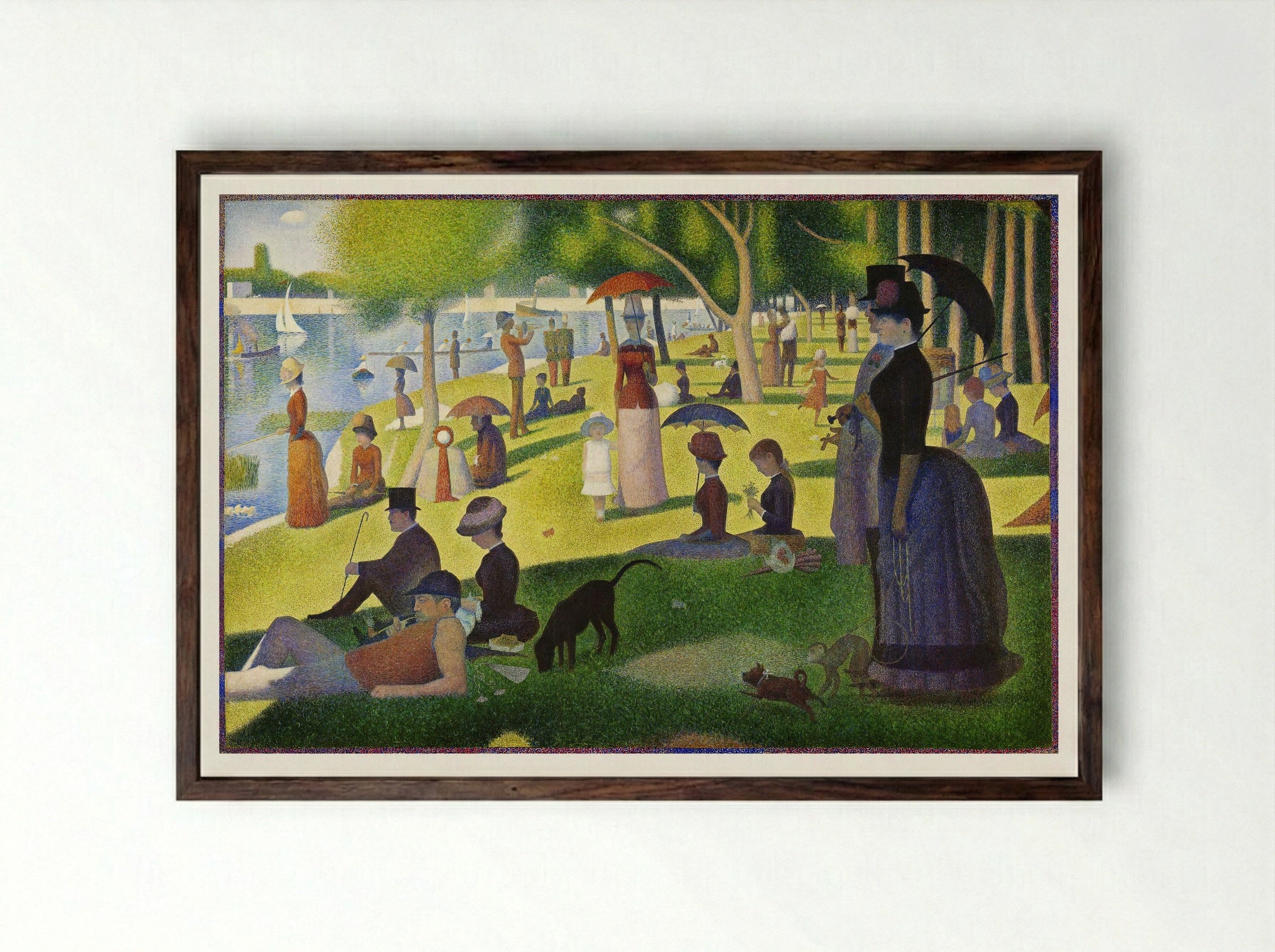 A Sunday on La Grande Jatte - Georges Seurat - Framed Print Dark Wood