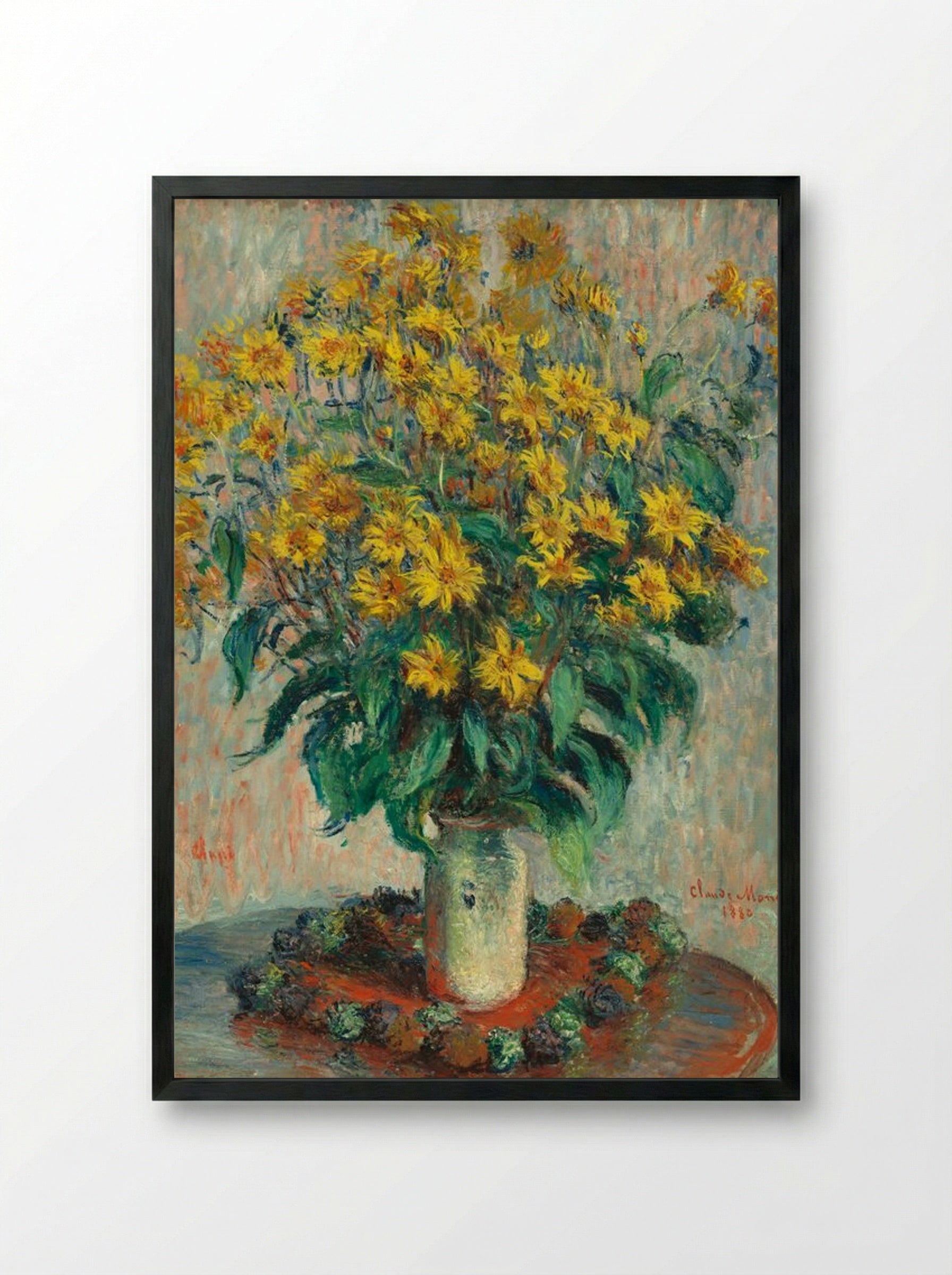 Jerusalem Artichoke Flowers - Claude Monet - Framed Print Black