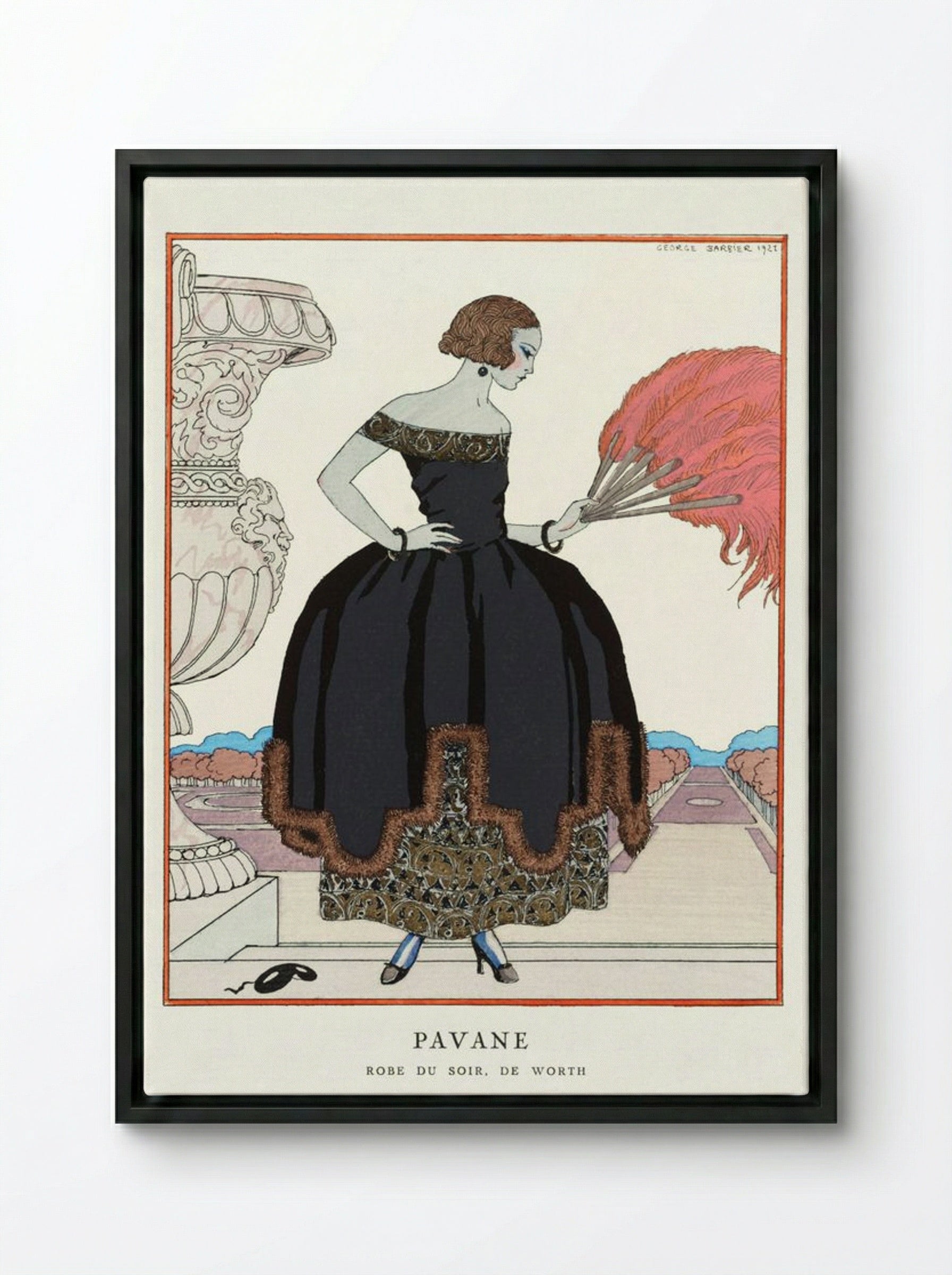 Pavane - George Barbier - Framed Canvas Black
