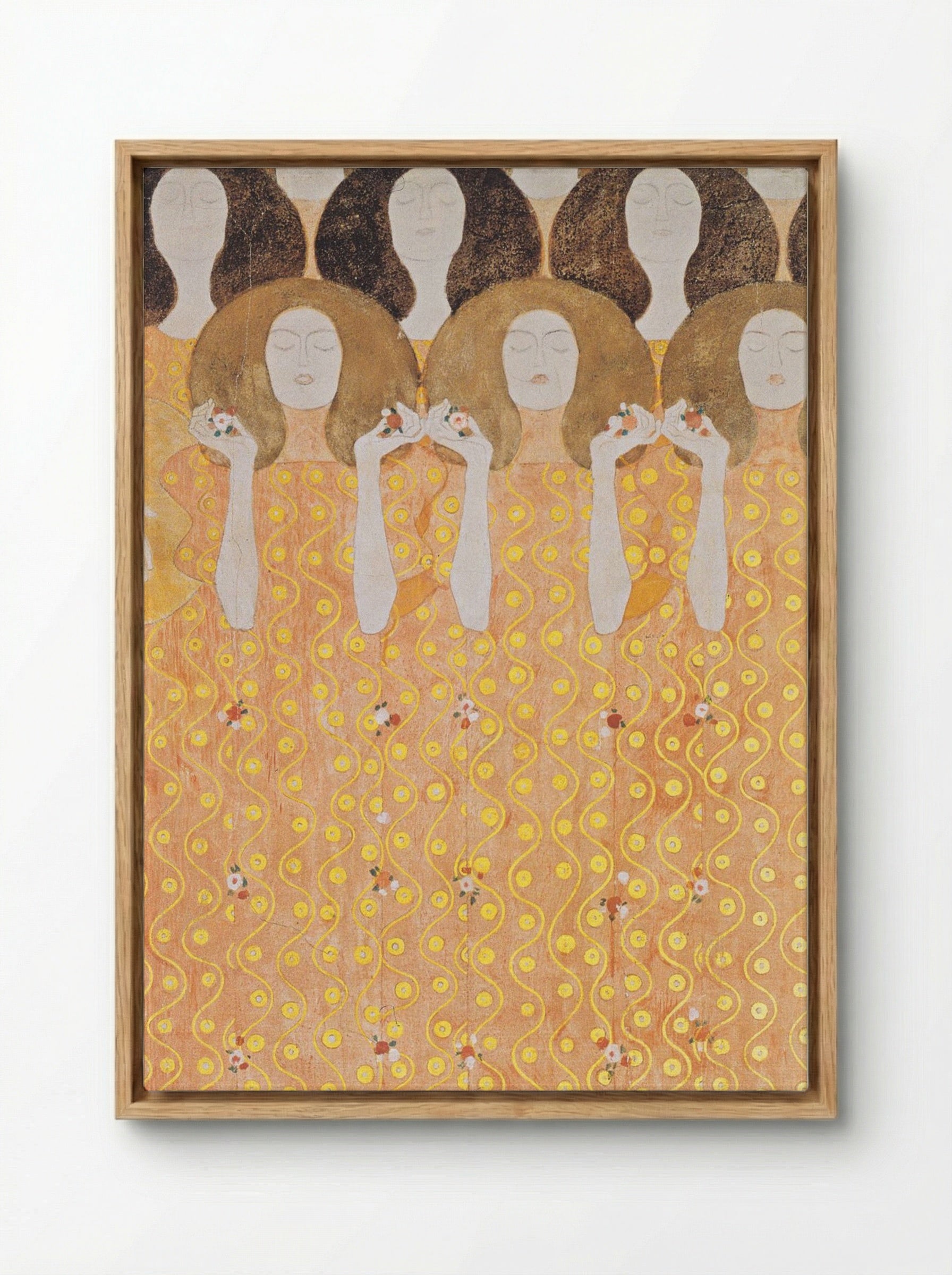 Detail from Beethoven Frieze: The Yearning for Happiness of Mankind - Gustav Klimt - Framed Canvas Wood