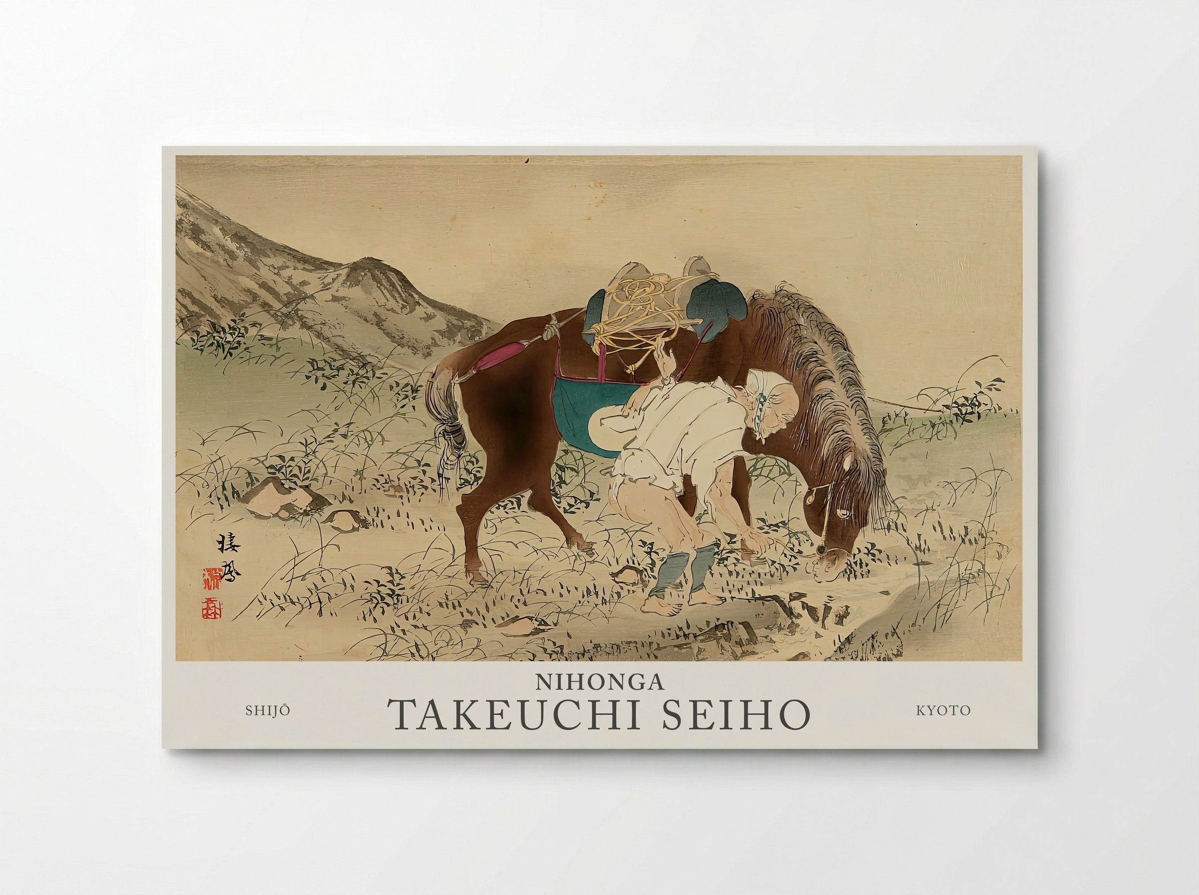 Seiho Twelve Fuji – Taking Care of Horse Modern Print Reproduction - Poster
