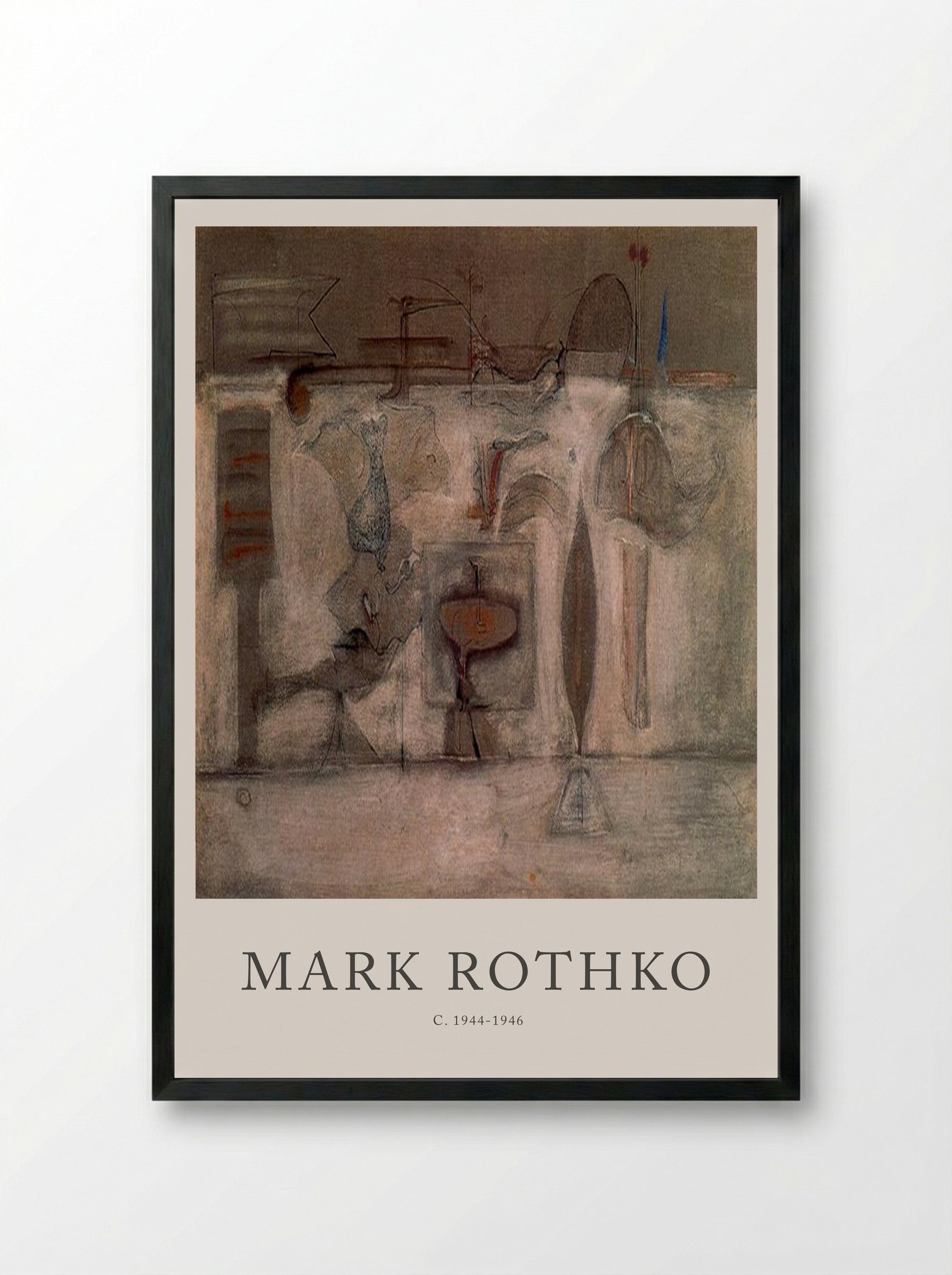 Untitled (Surrealist Composition) - Mark Rothko - Framed Print Black