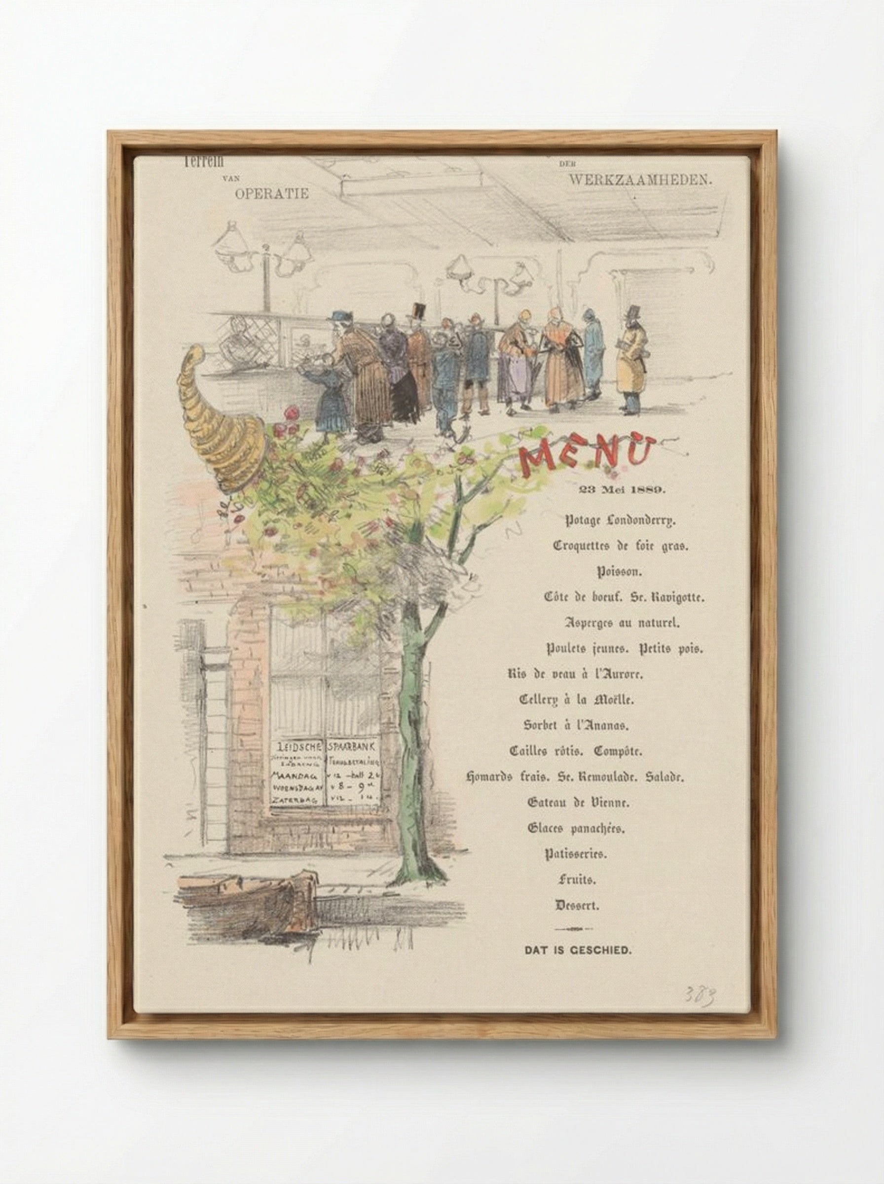 Menu for the Leidsche Spaarbank - Theo van Hoytema - Framed Canvas Wood