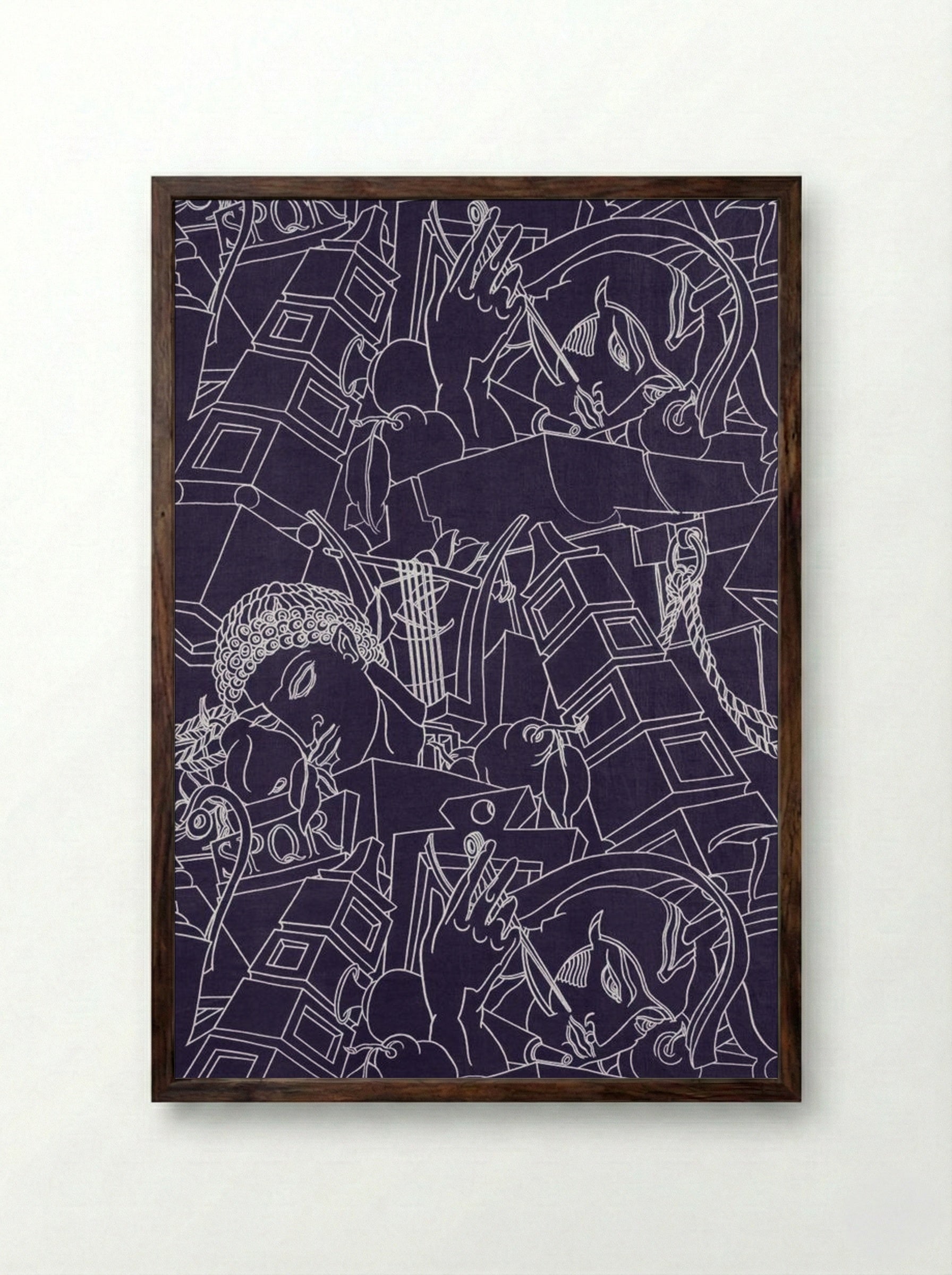 SPQR (Textile Design) - Victor Proetz - Framed Print Dark Wood