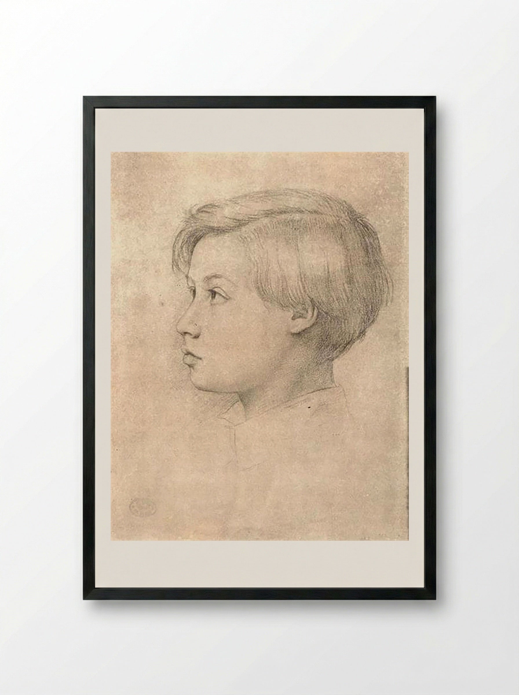 Portrait of René de Gas - Edgar Degas - Framed Print Black
