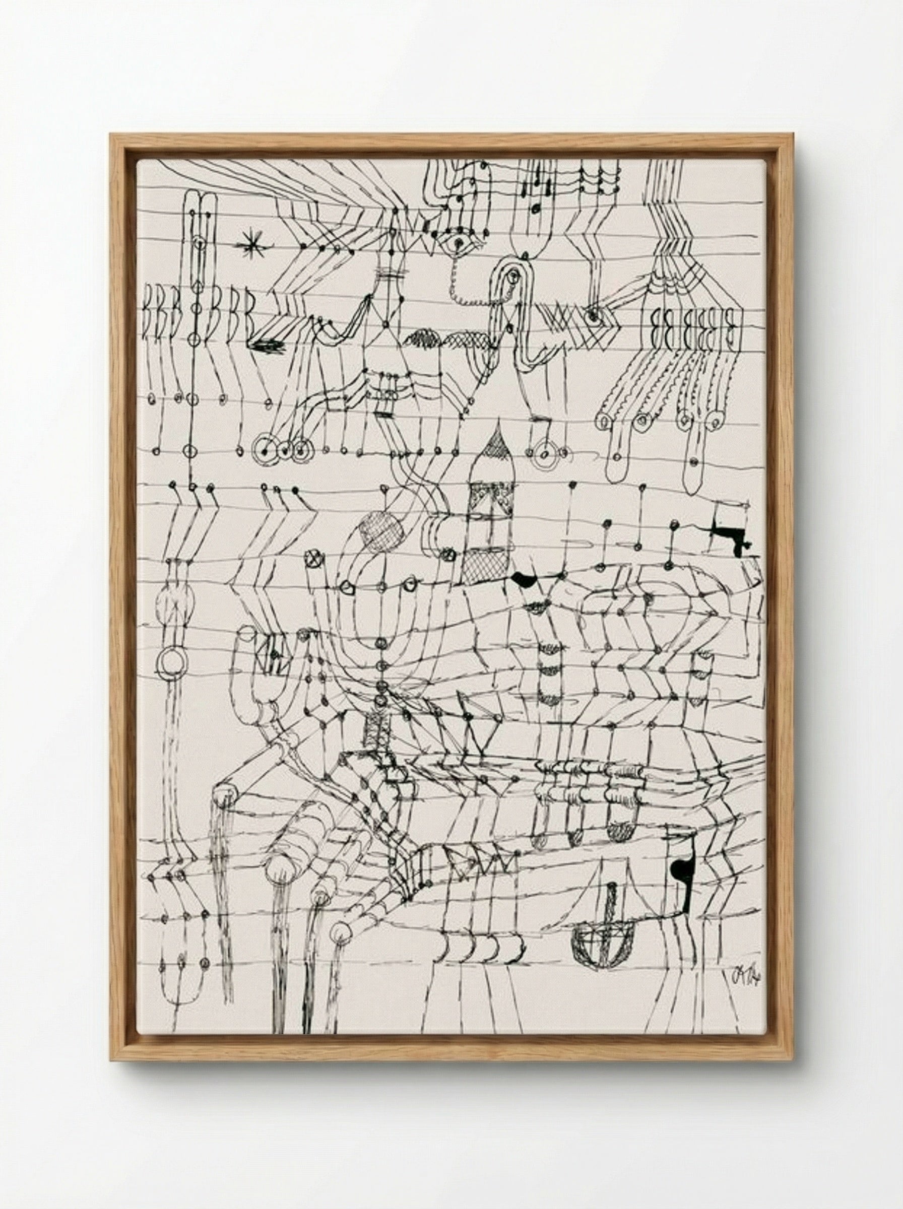 Drawing Knotted in the Manner of a Net - Paul Klee - Framed Canvas Wood