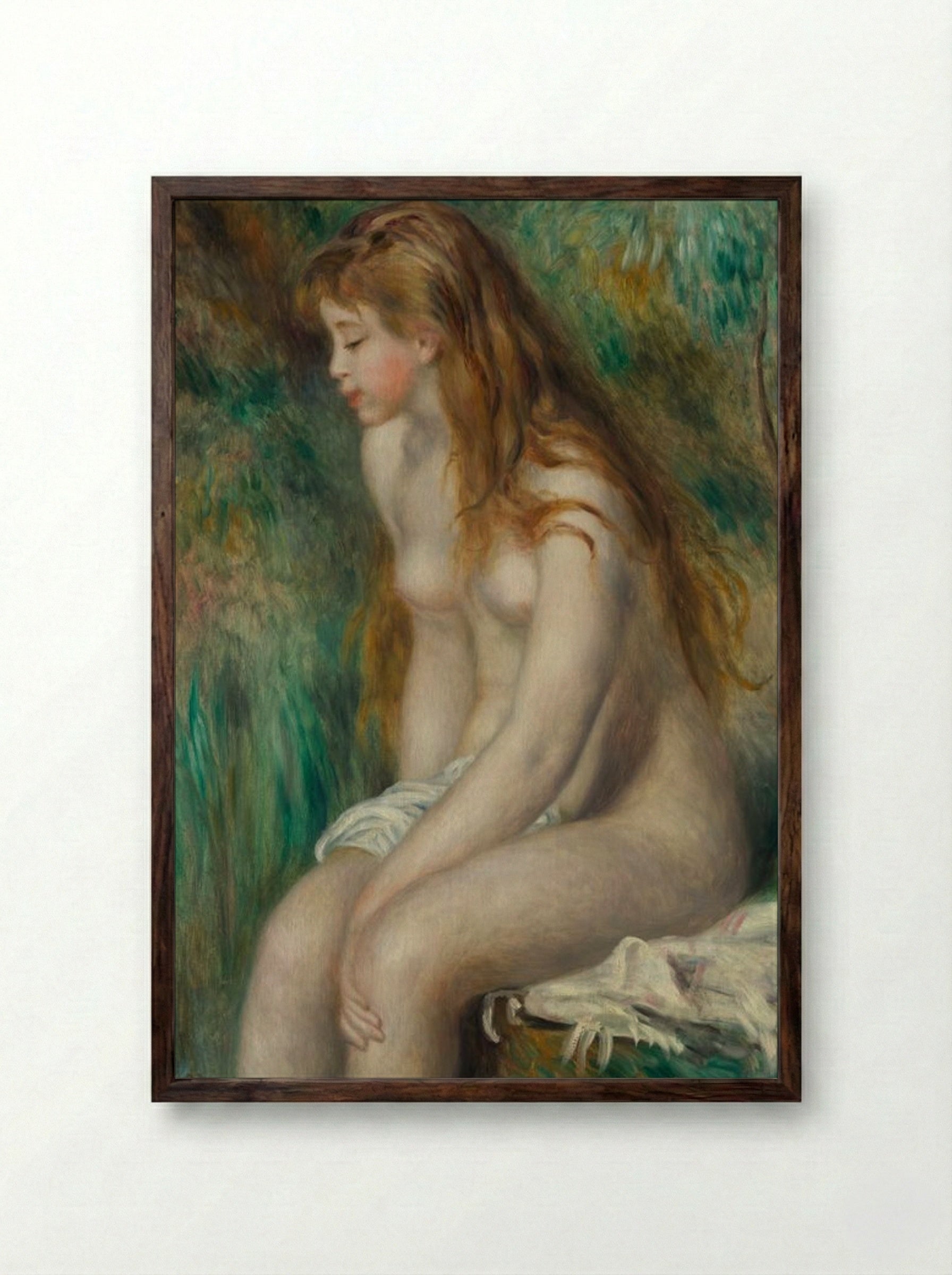 Young Girl Bathing - Pierre-Auguste Renoir - Framed Print Dark Wood
