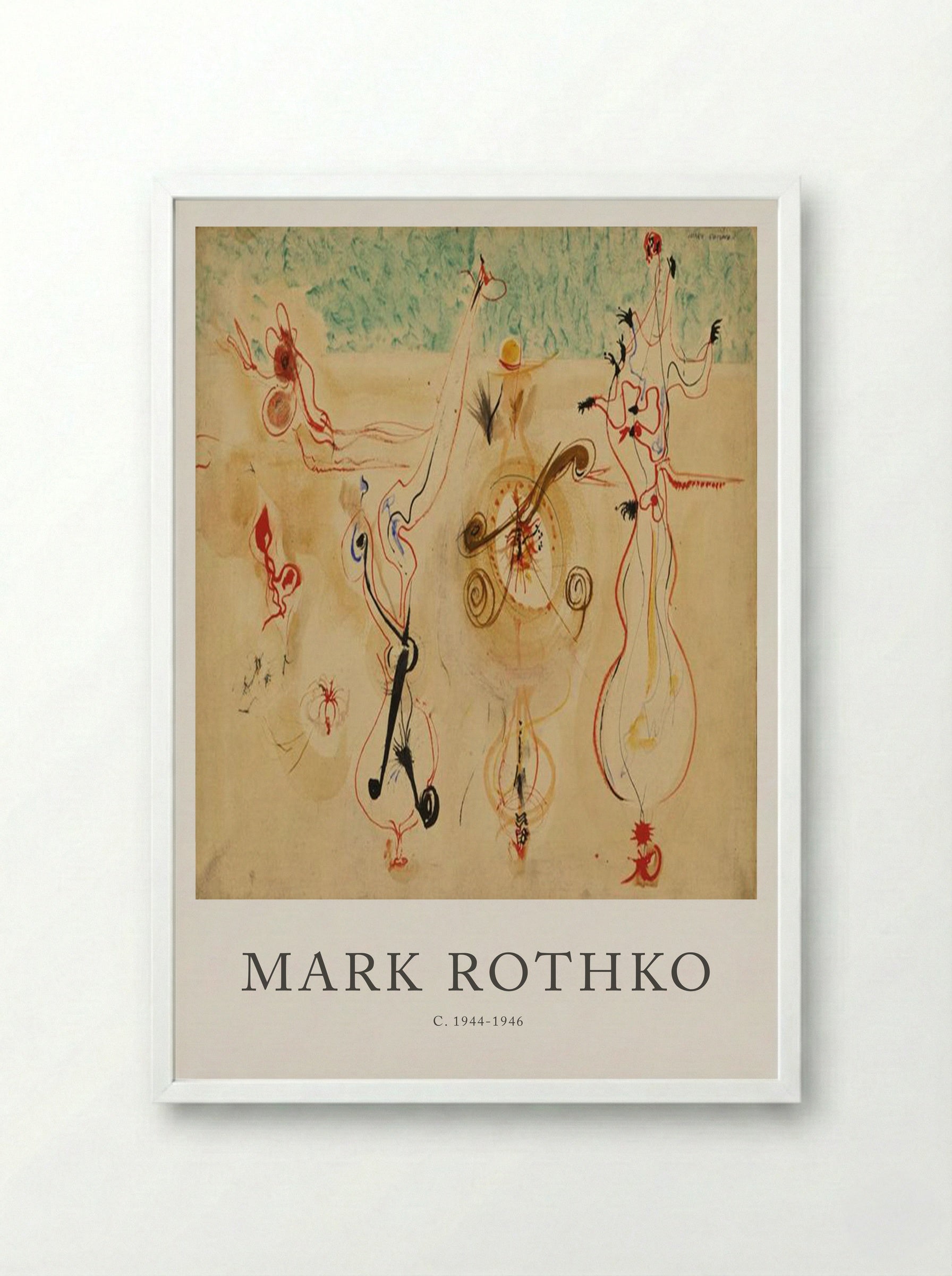 Untitled (Biomorphic Figures) - Mark Rothko - Framed Print White