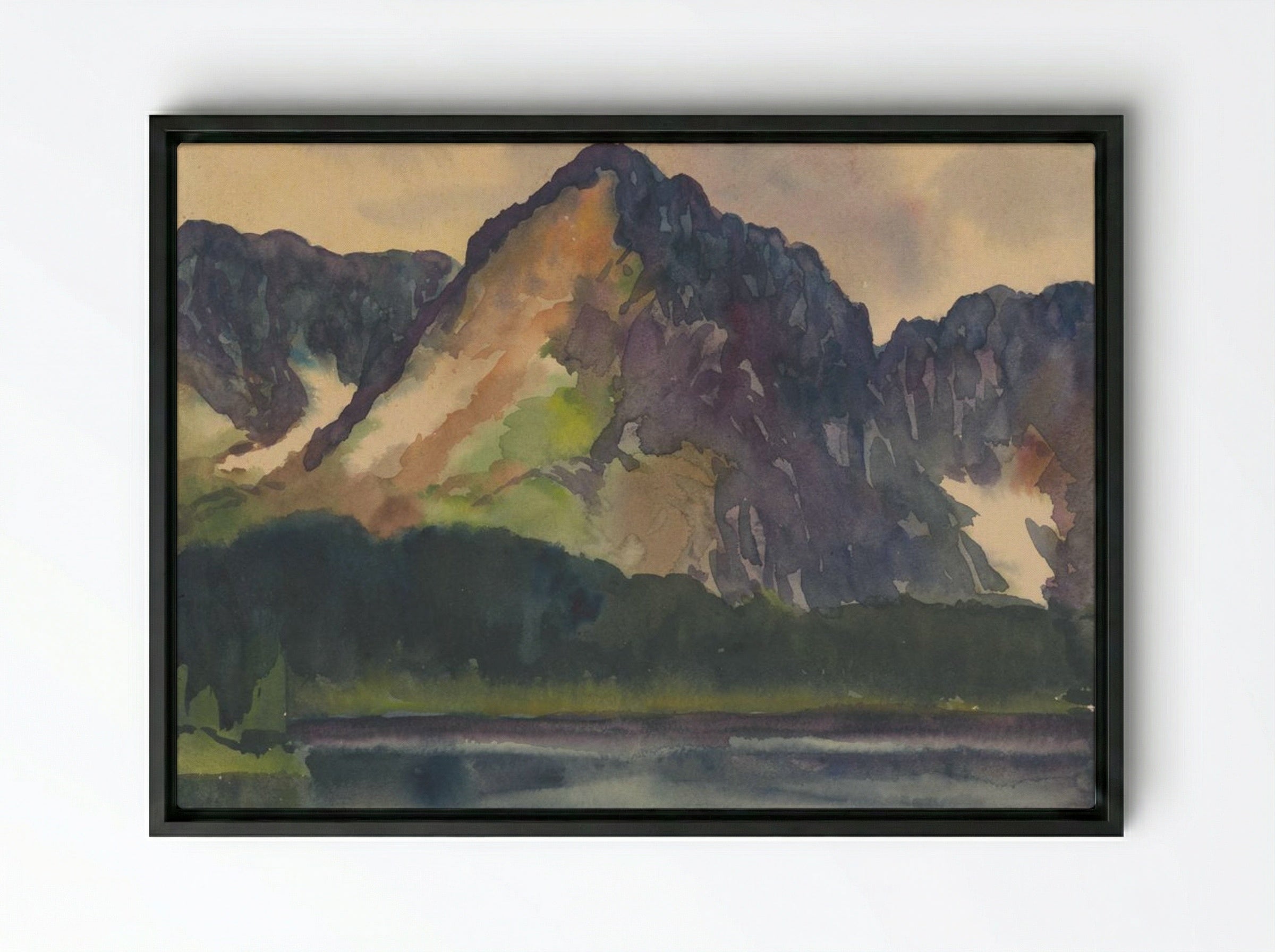 Rocky Hills Above River - Zolo Palugyay - Framed Canvas Black