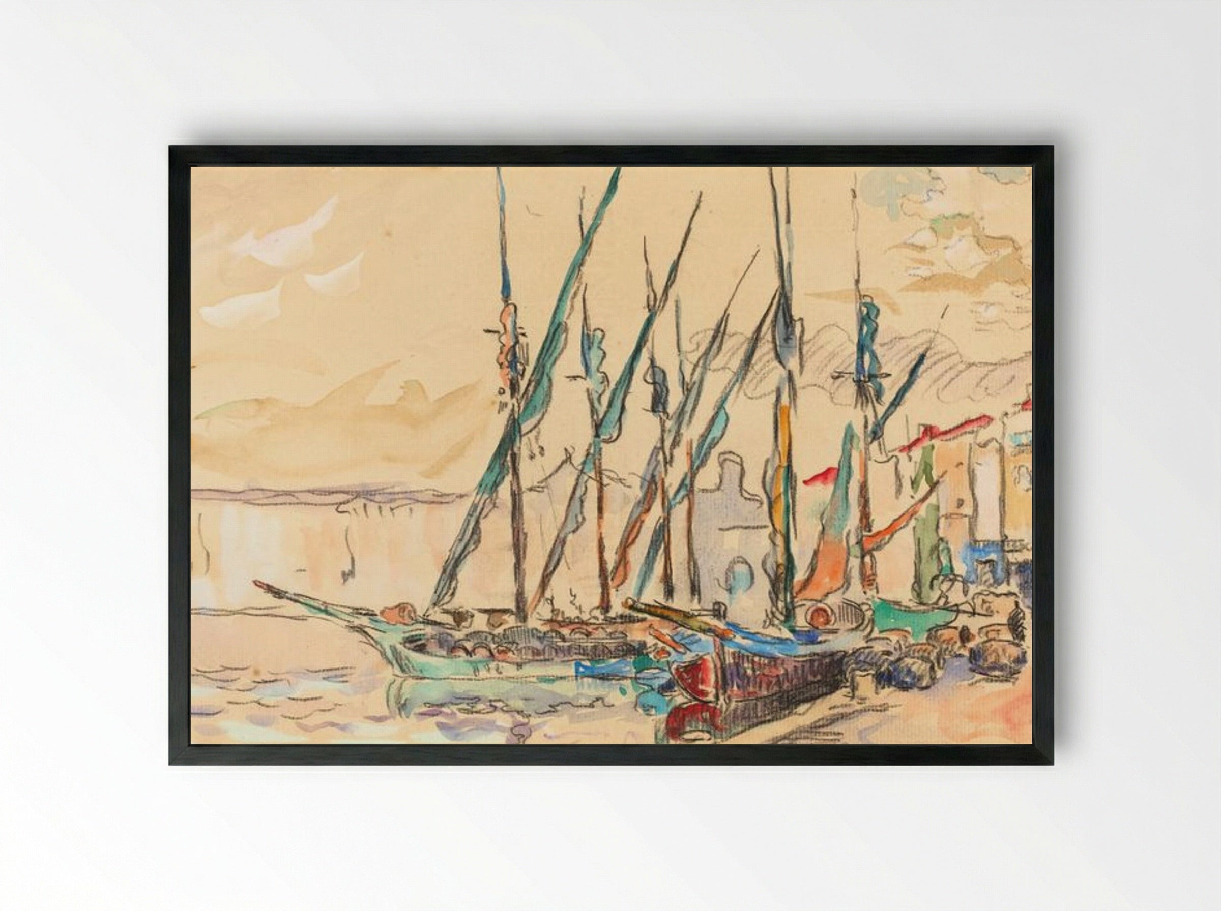St. Tropez - Paul Signac - Framed Print Black