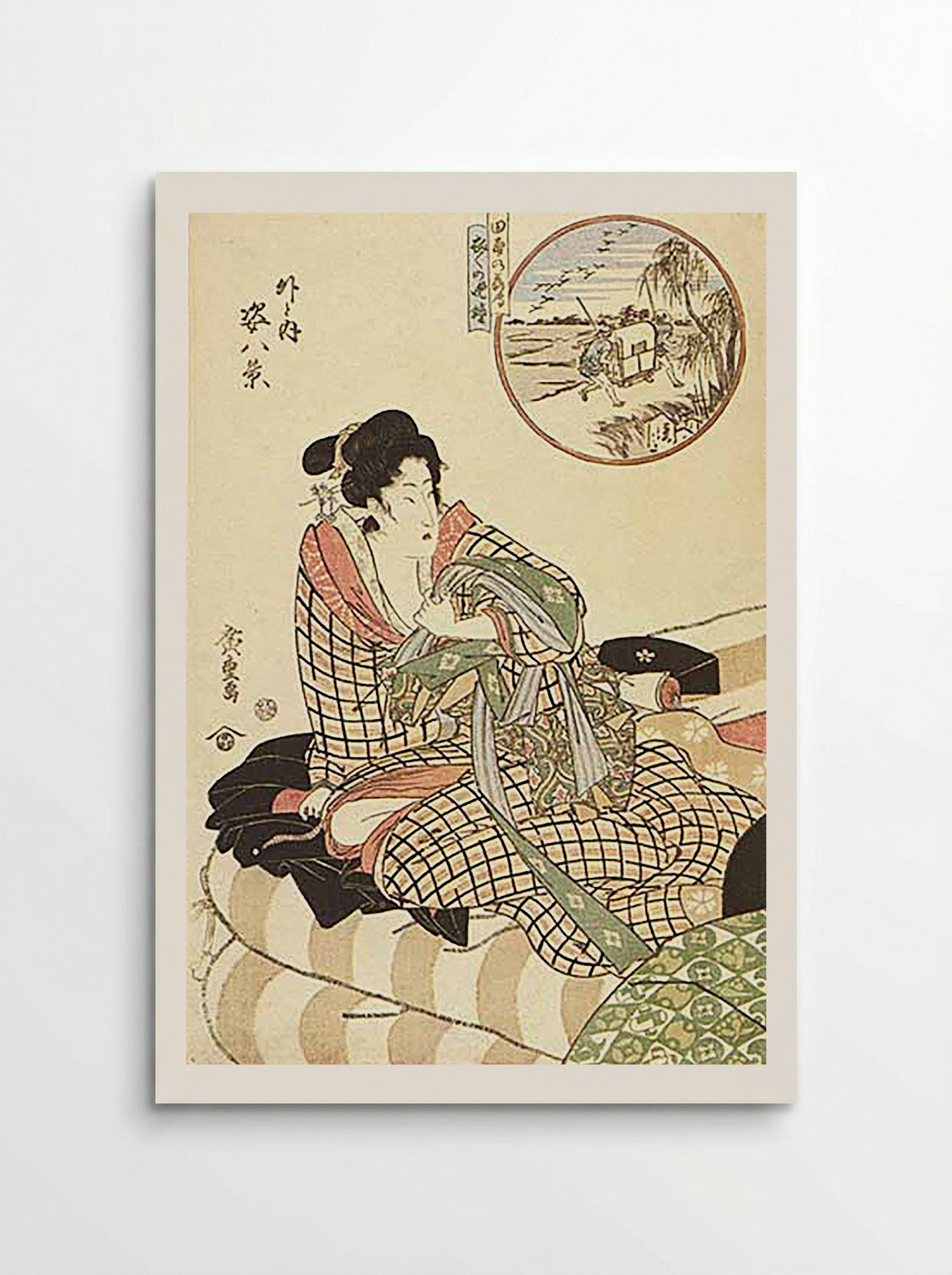 Courtesan Viewing Travellers (Outside and Inside) - Hiroshige - Poster