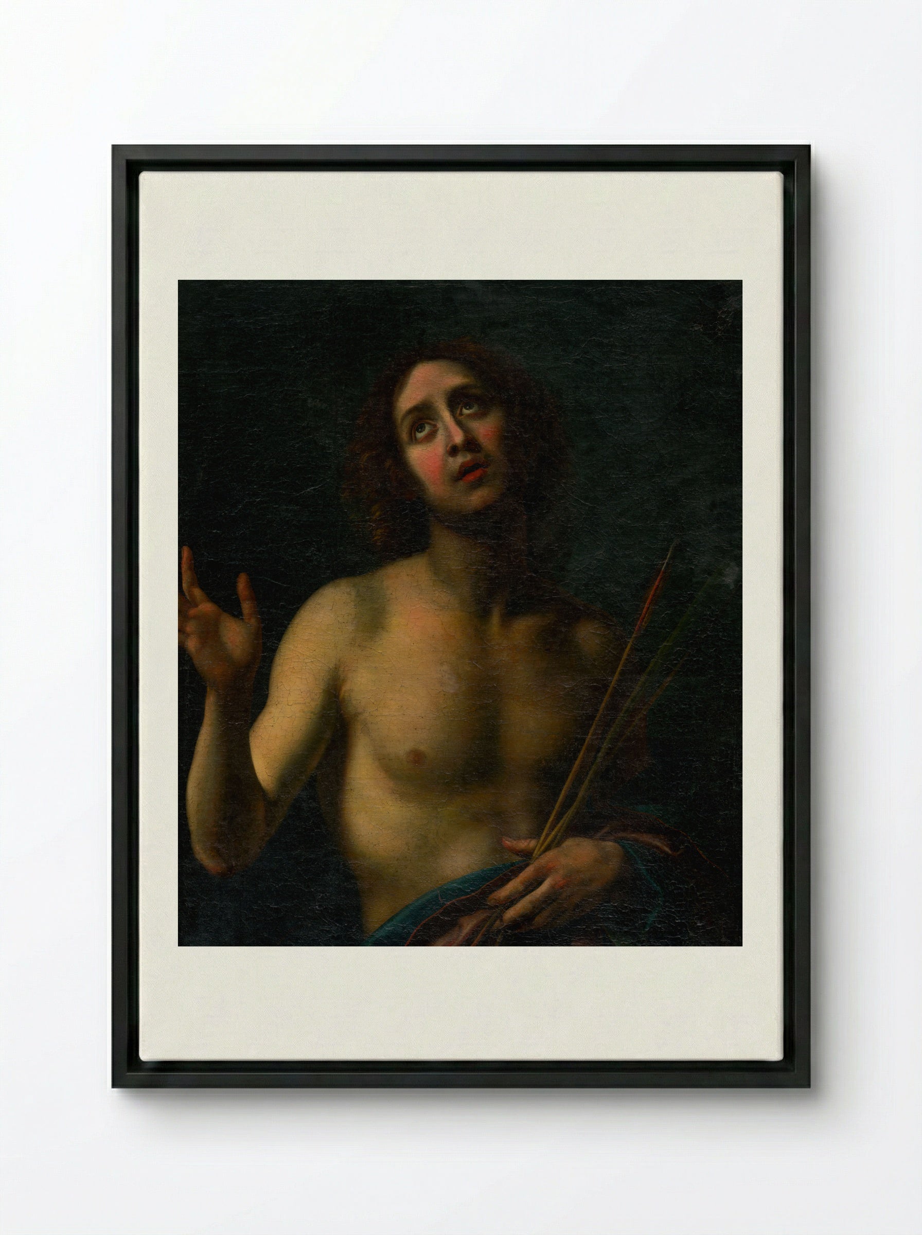 Saint Sebastian - Carlo Dolci - Framed Canvas Black