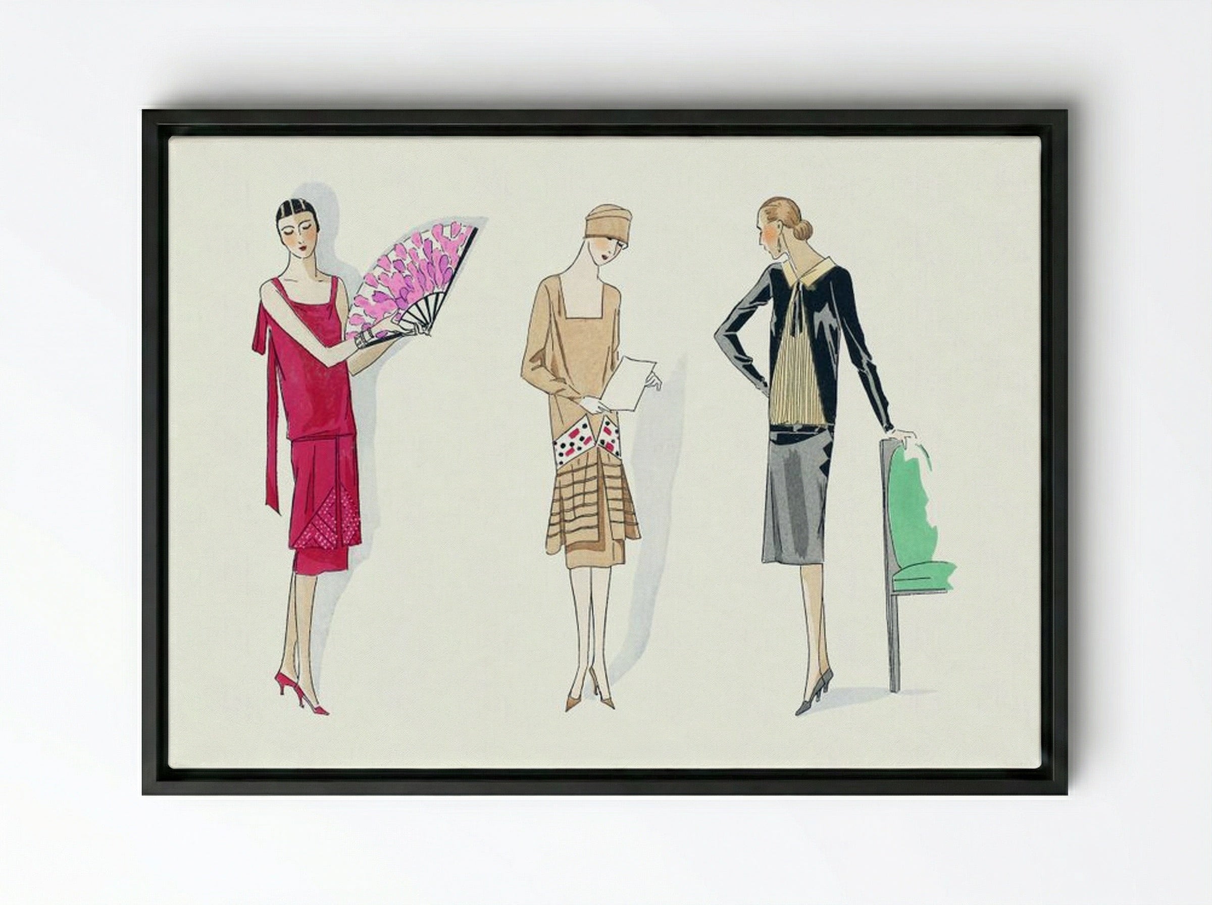 Three Dresses, 1926 - Bernard et Armand - Framed Canvas Black