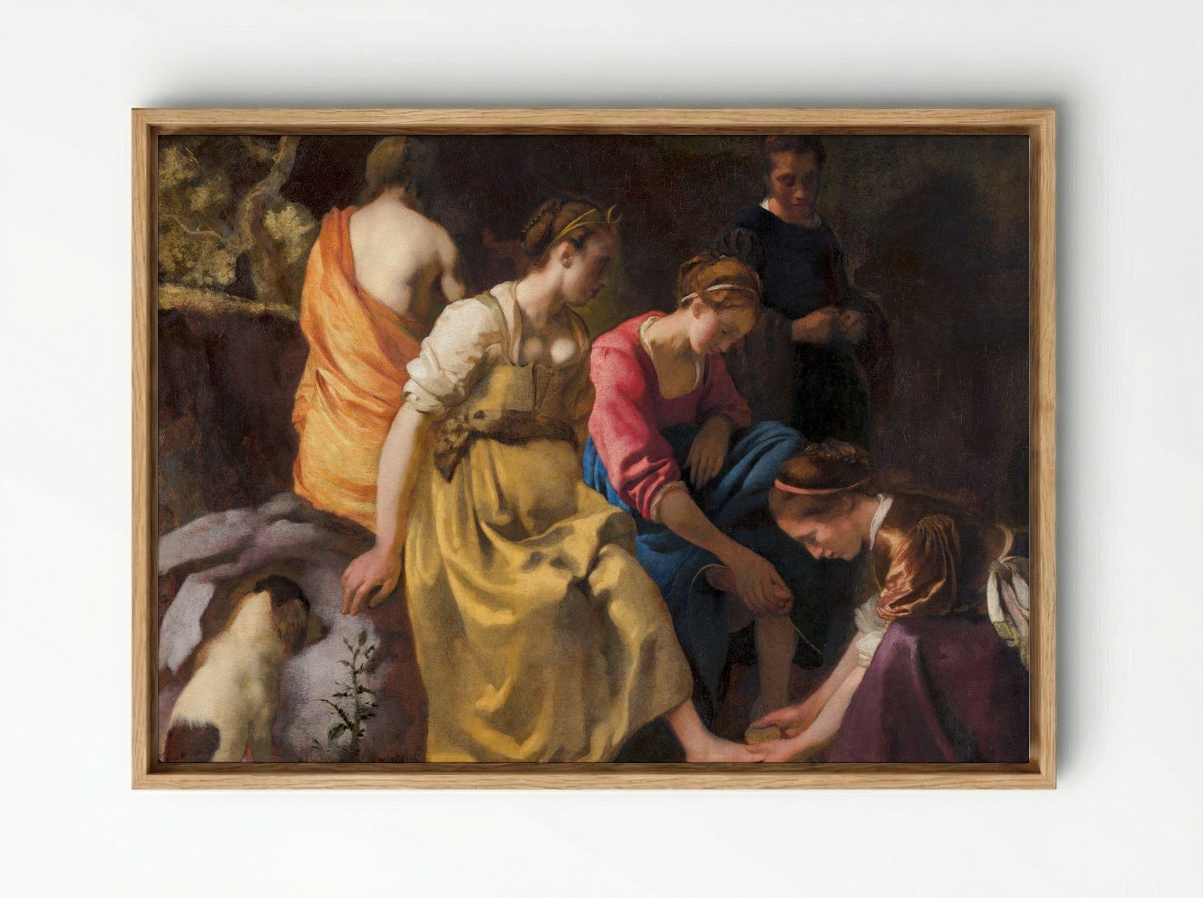 Diana and Her Nymphs - Johannes Vermeer - Framed Canvas Wood