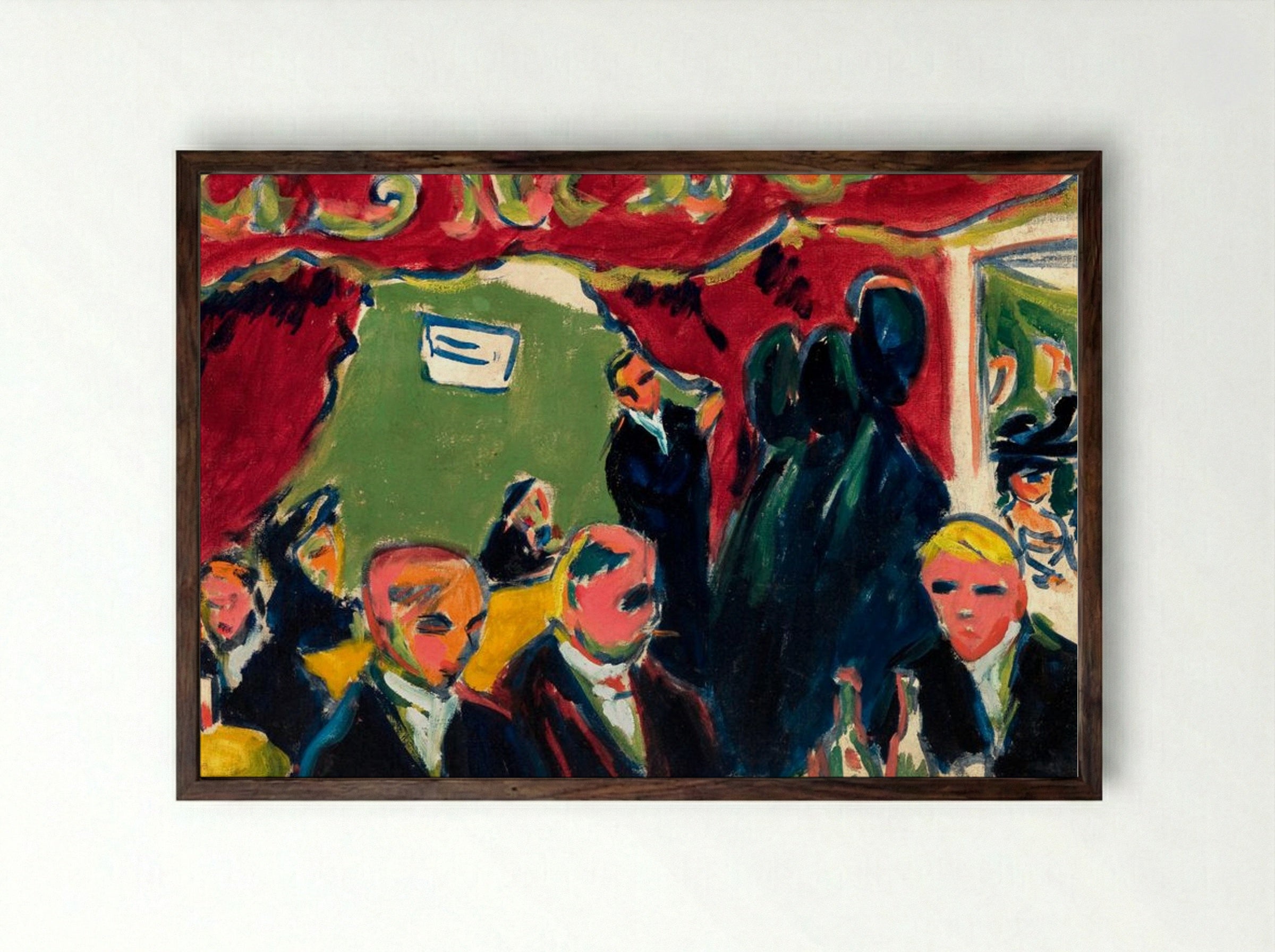 In the Tavern - Ernst Ludwig Kirchner - Framed Print Dark Wood