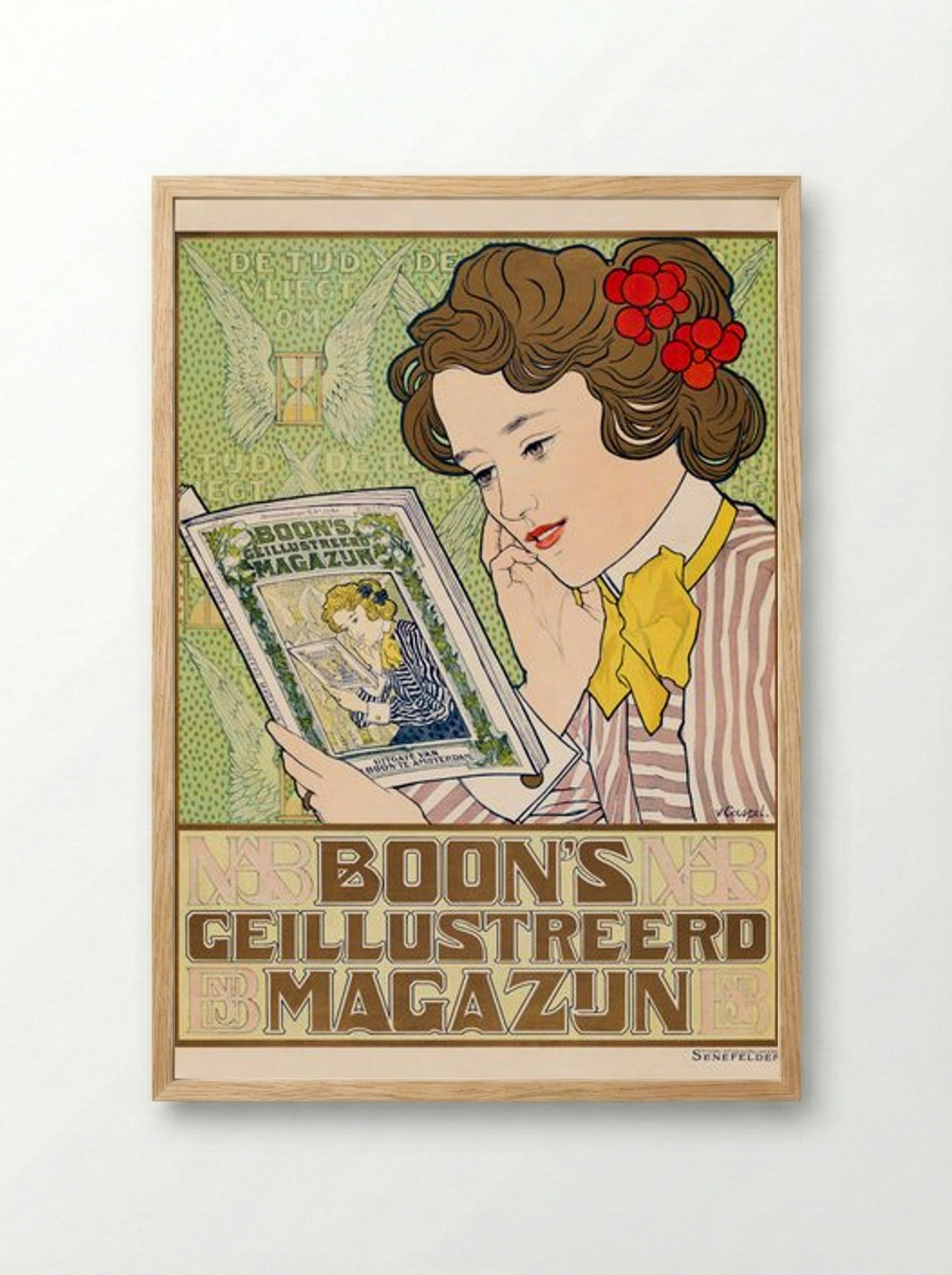 Affiche voor Boon's Geïllustreerd Magazijn - Johann Georg van Caspel - Framed Print Wood