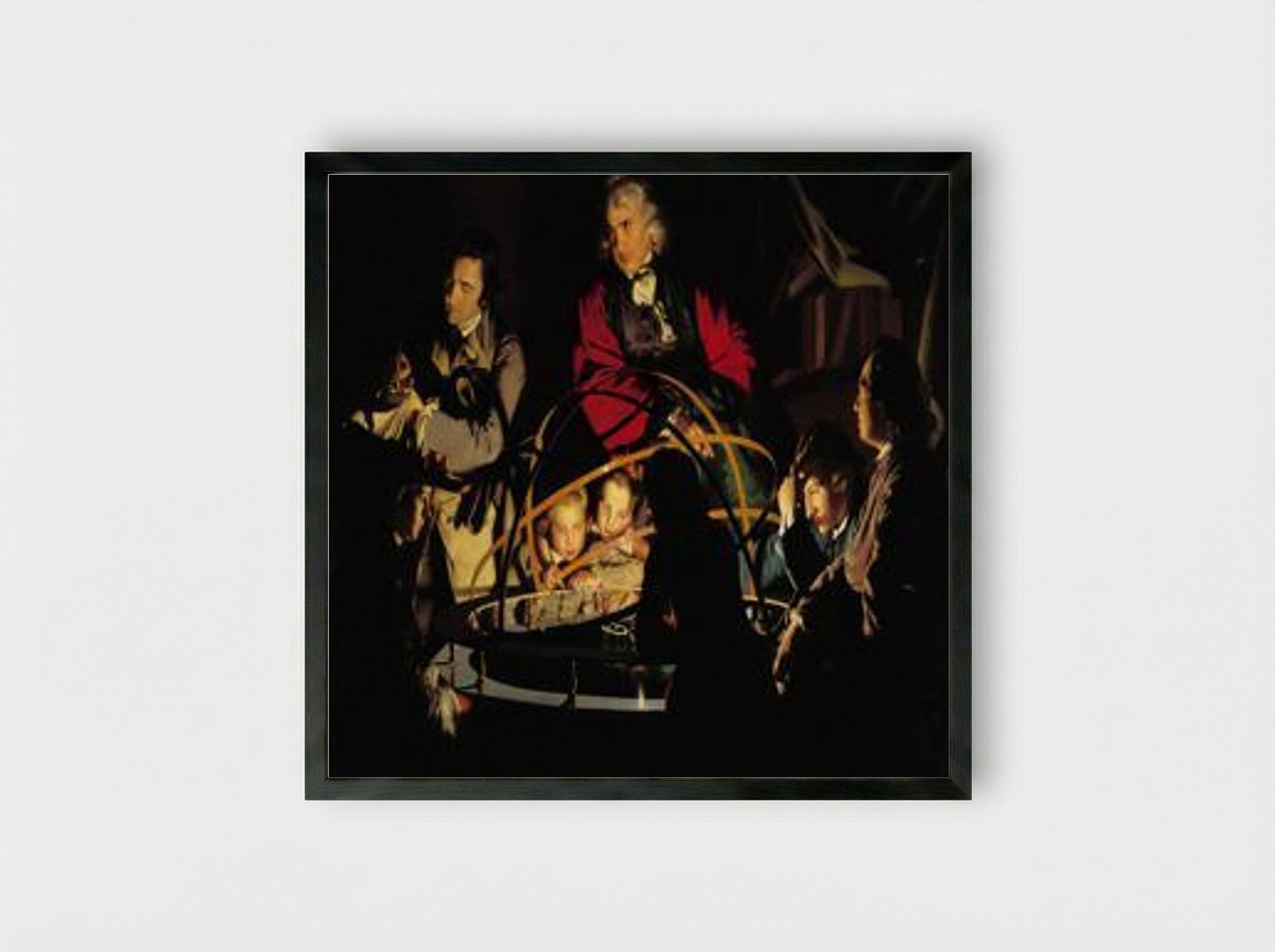 An Experiment on a Bird in the Air Pump - Joseph Wright - Framed Print Black