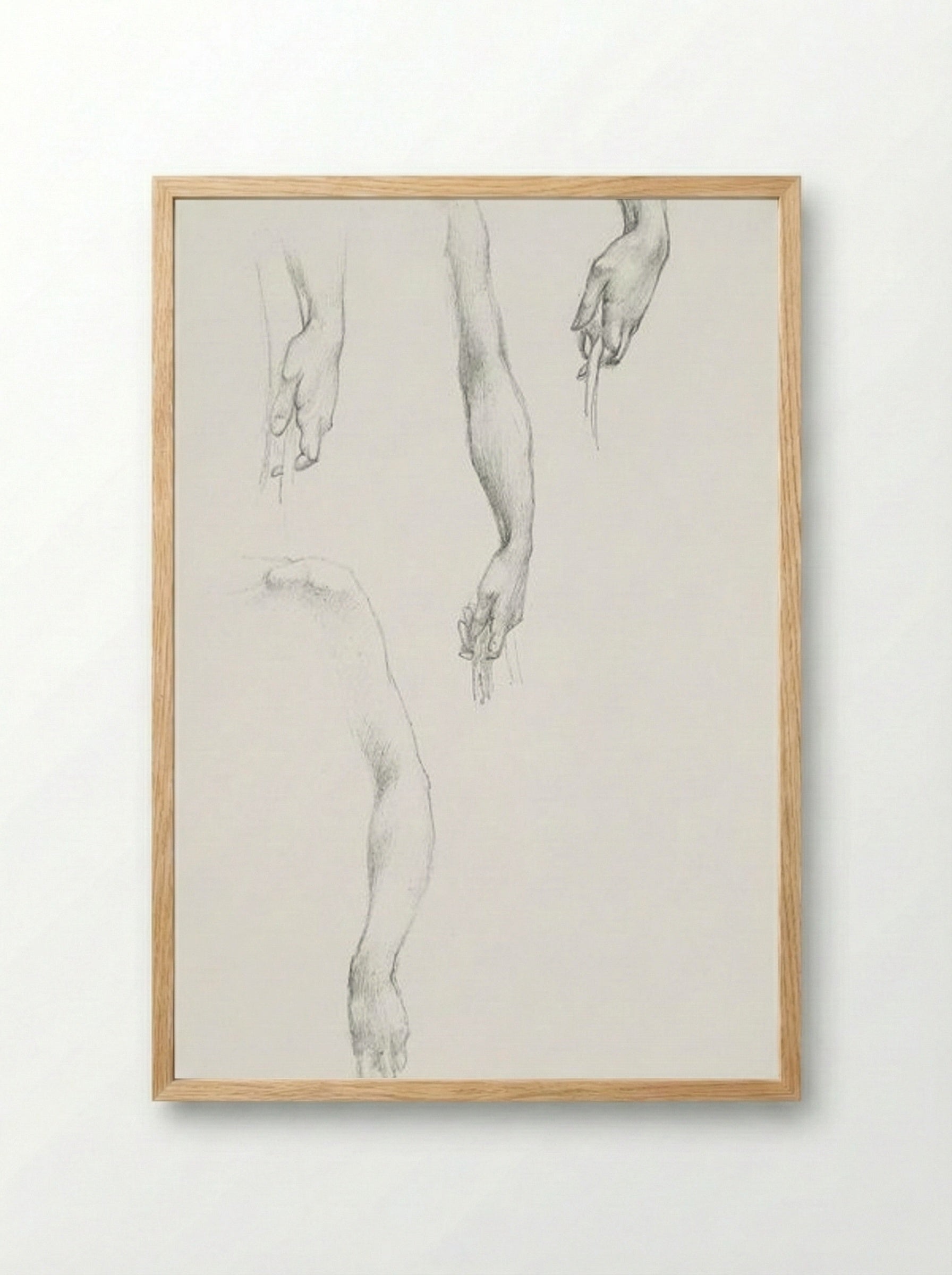 Studies of Arms and Hands - Edward Burne-Jones - Framed Print Wood