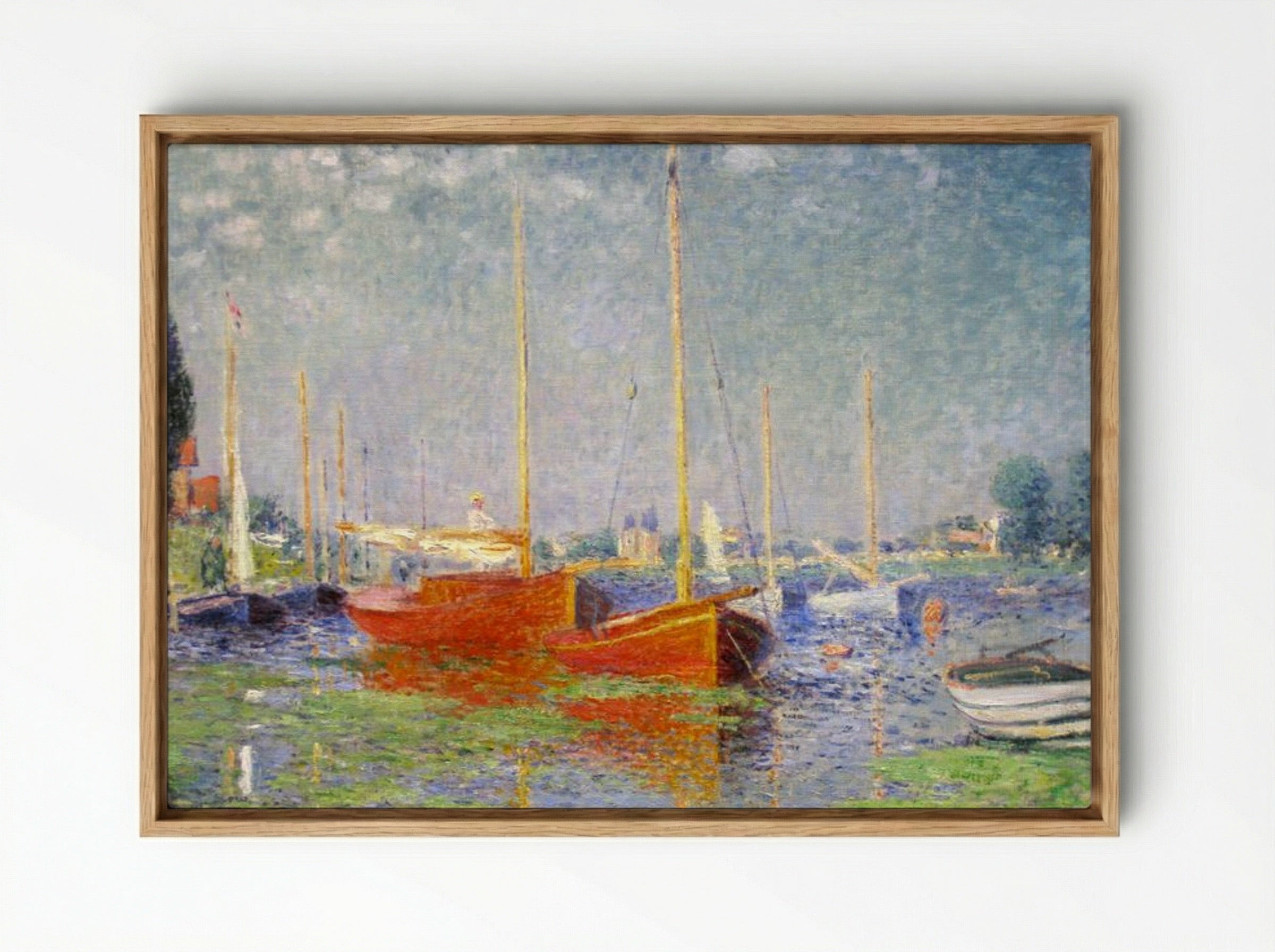 Red Boats at Argenteuil - Claude Monet - Framed Canvas Wood