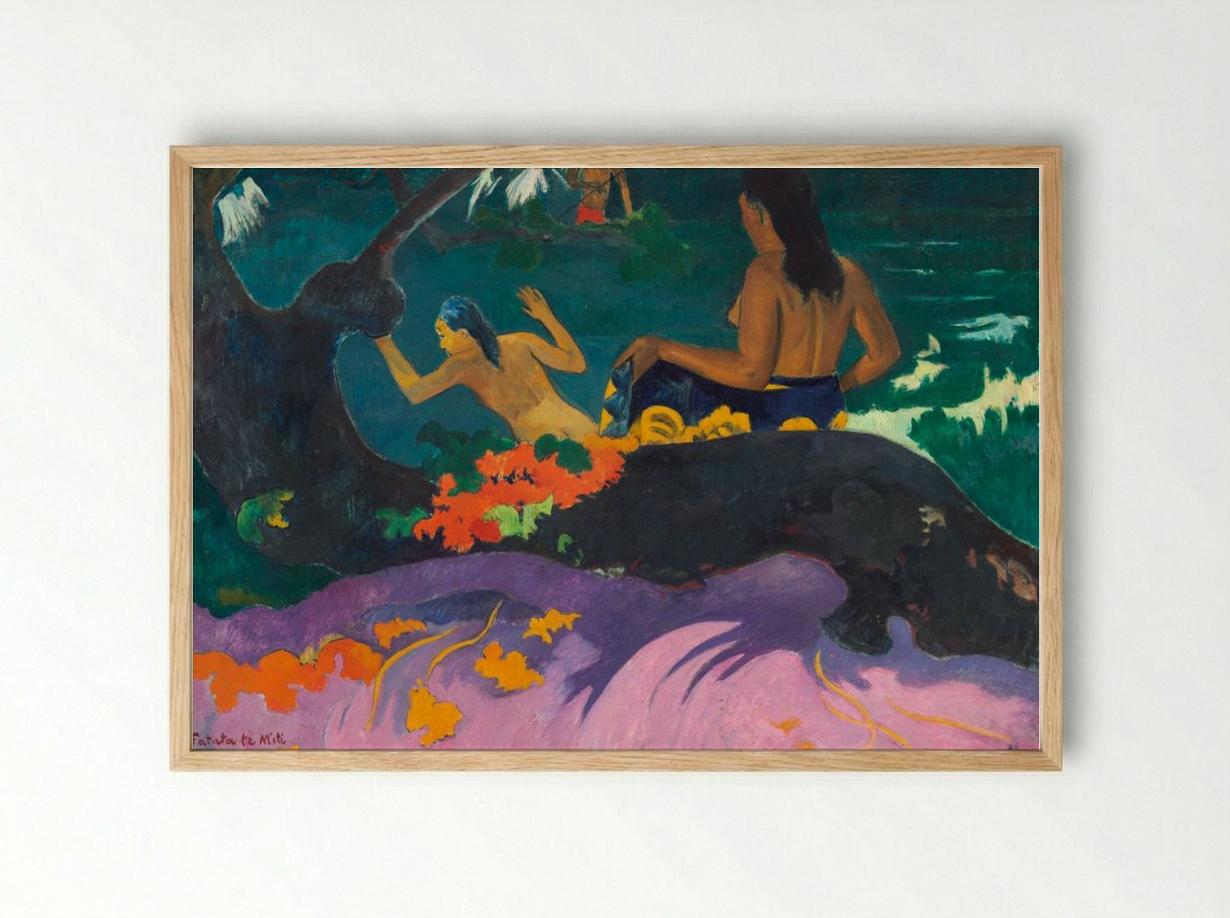 By the Sea (Fatata te Miti) - Paul Gauguin - Framed Print Wood
