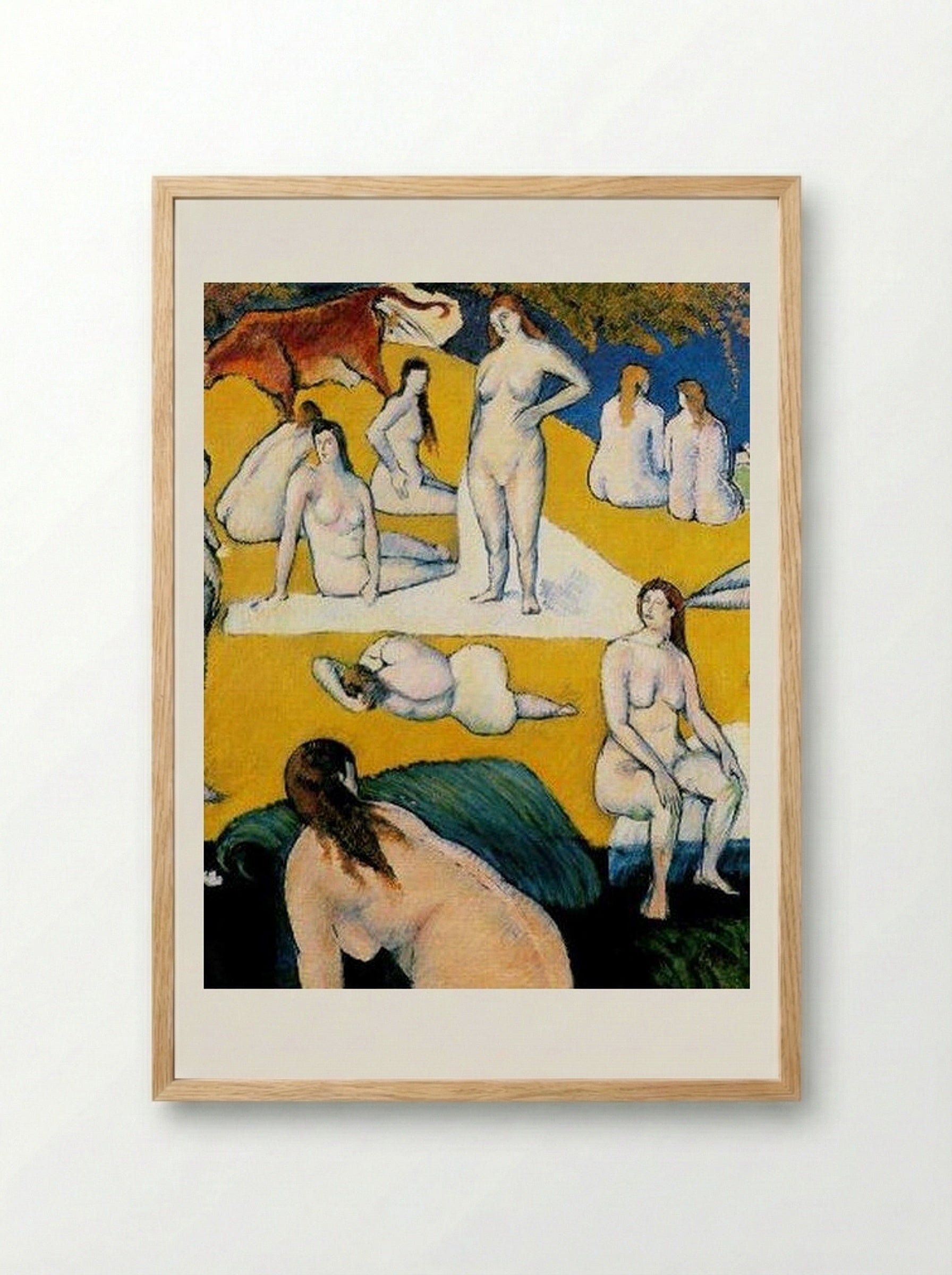 Bathers with Red Cow - Émile Bernard - Framed Print Wood