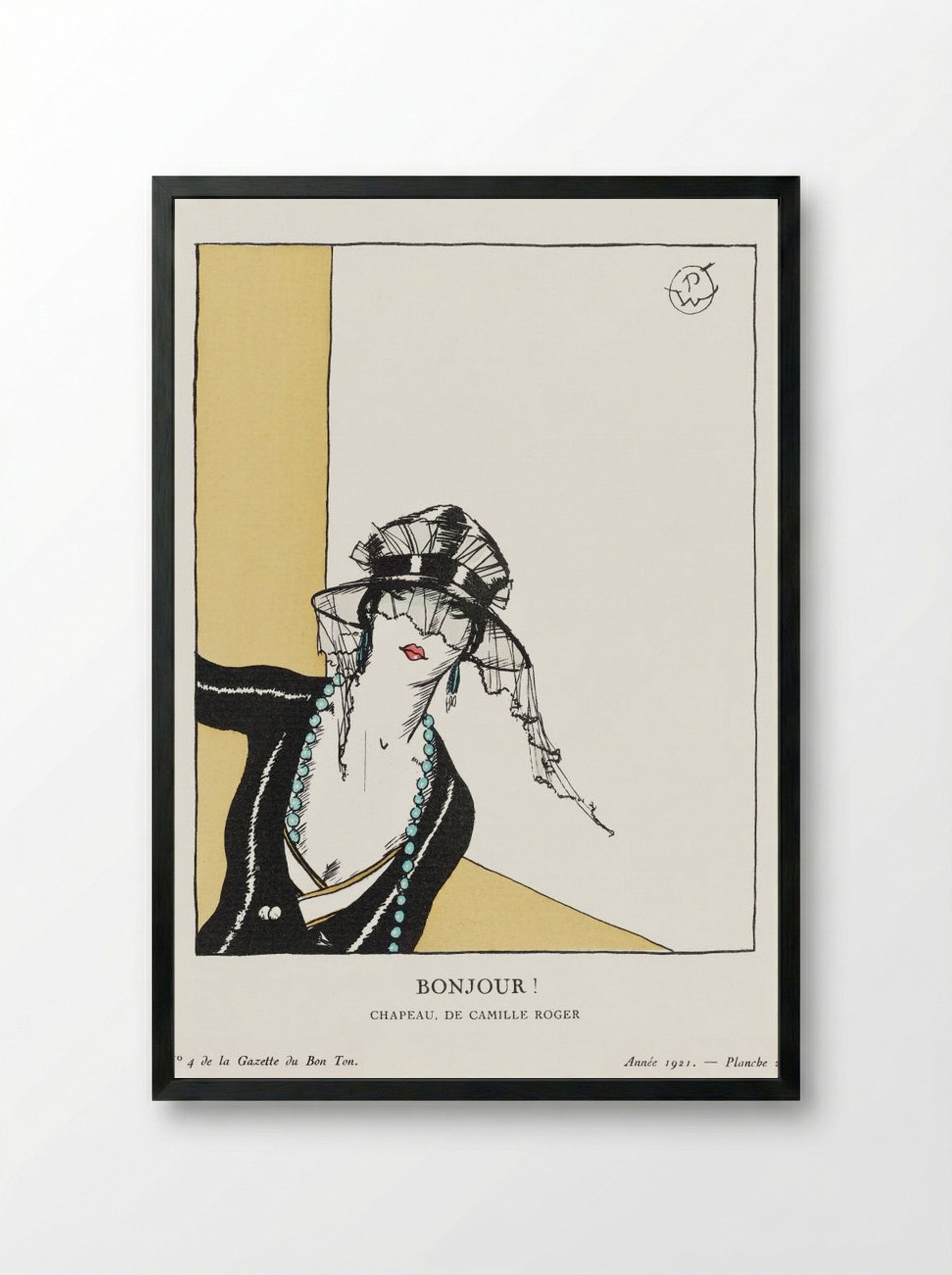 Bonjour! Chapeau de Camille Roger - Porter Woodruff - Framed Print Black