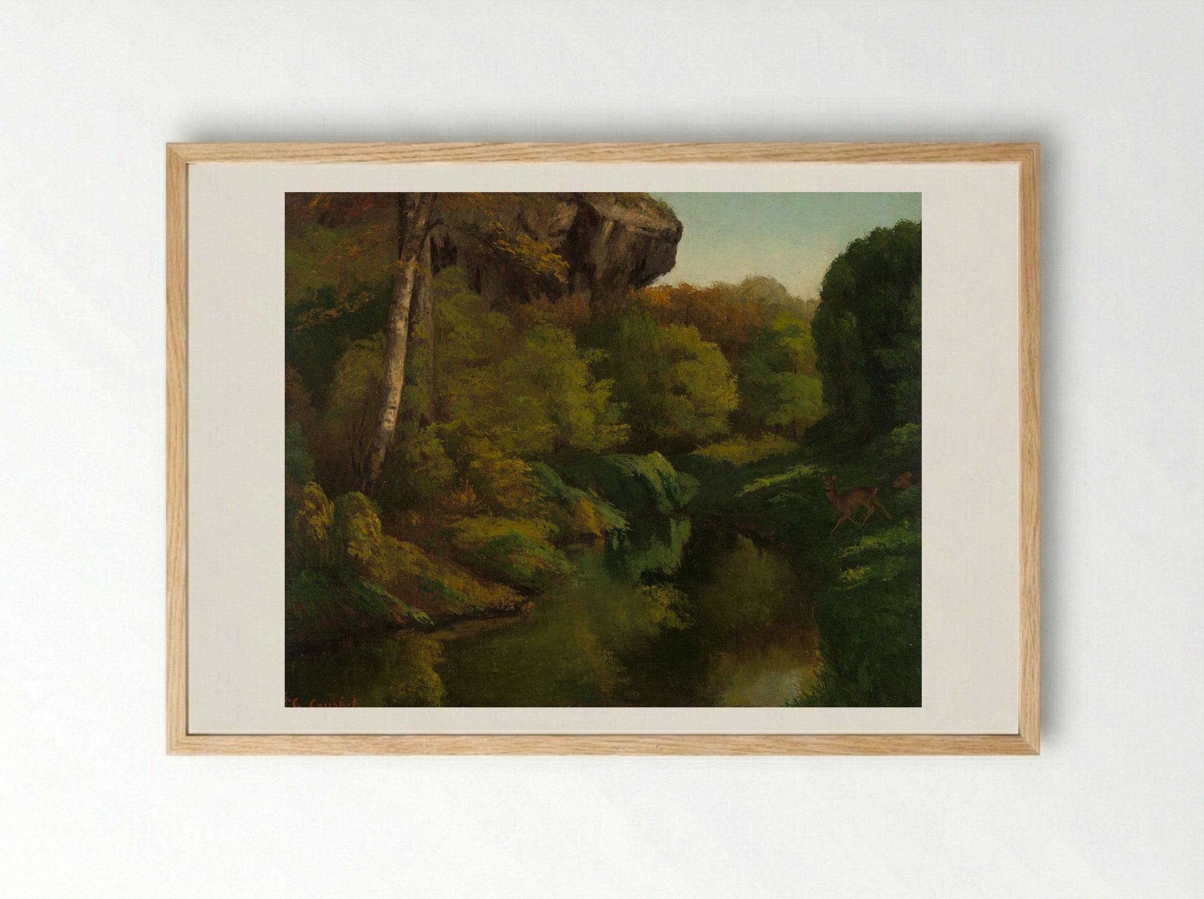Gezicht in het bos van Fontainebleau - Gustave Courbet - Framed Print Wood