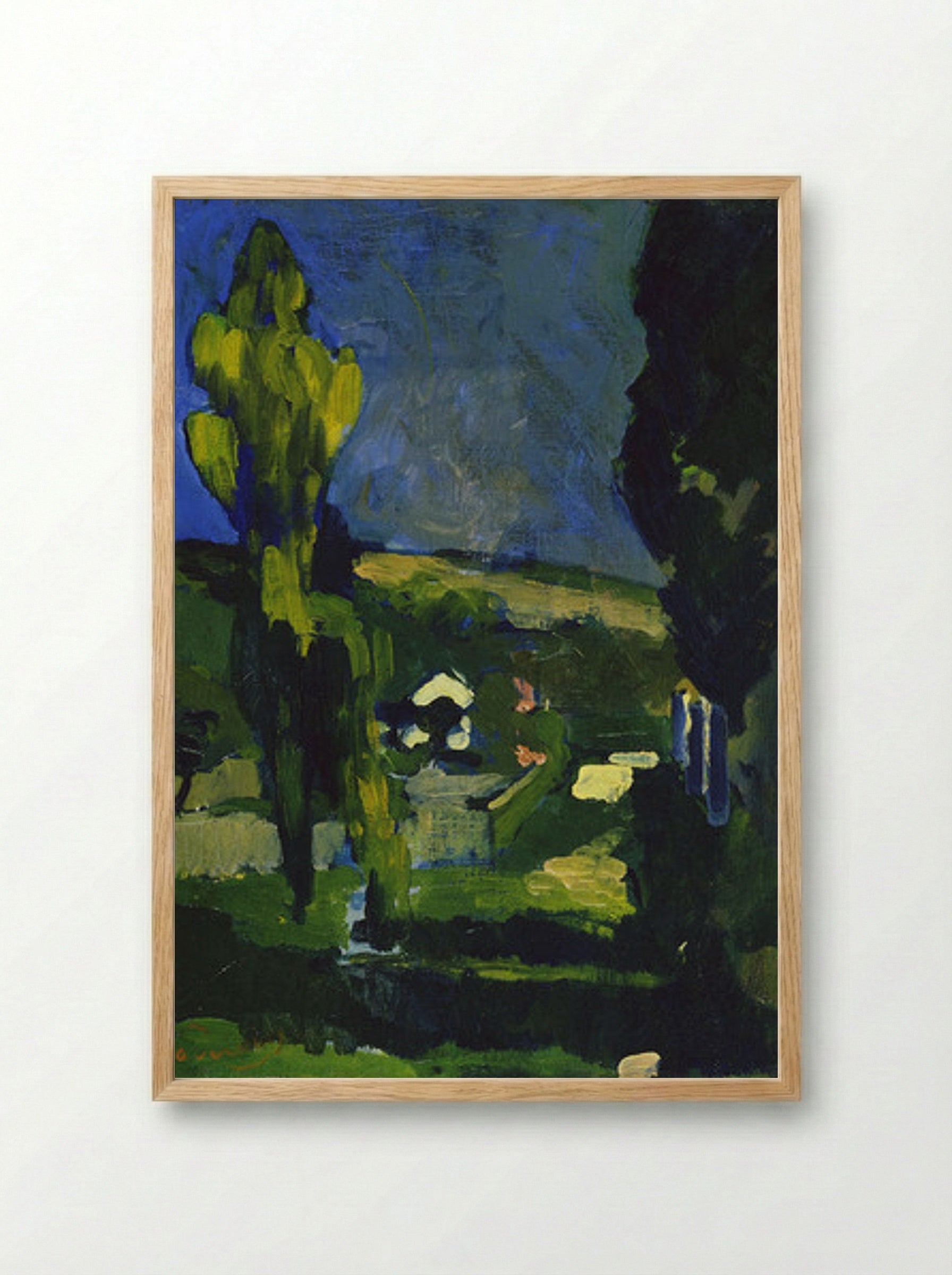 Poplars in a Landscape - Fine Art Print - Framed Print Wood