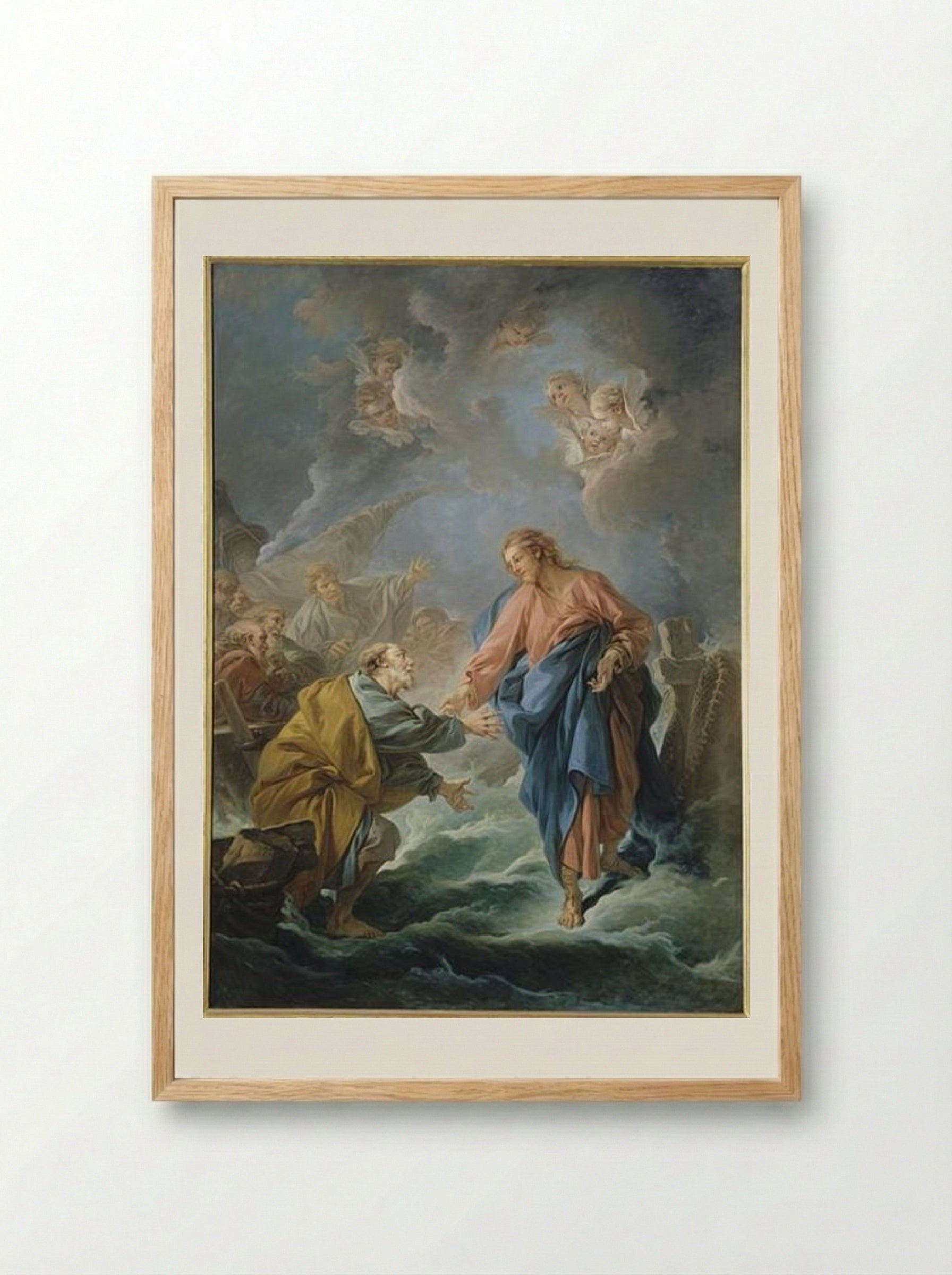 St. Peter Invited to Walk on the Water - François Boucher - Framed Print Wood