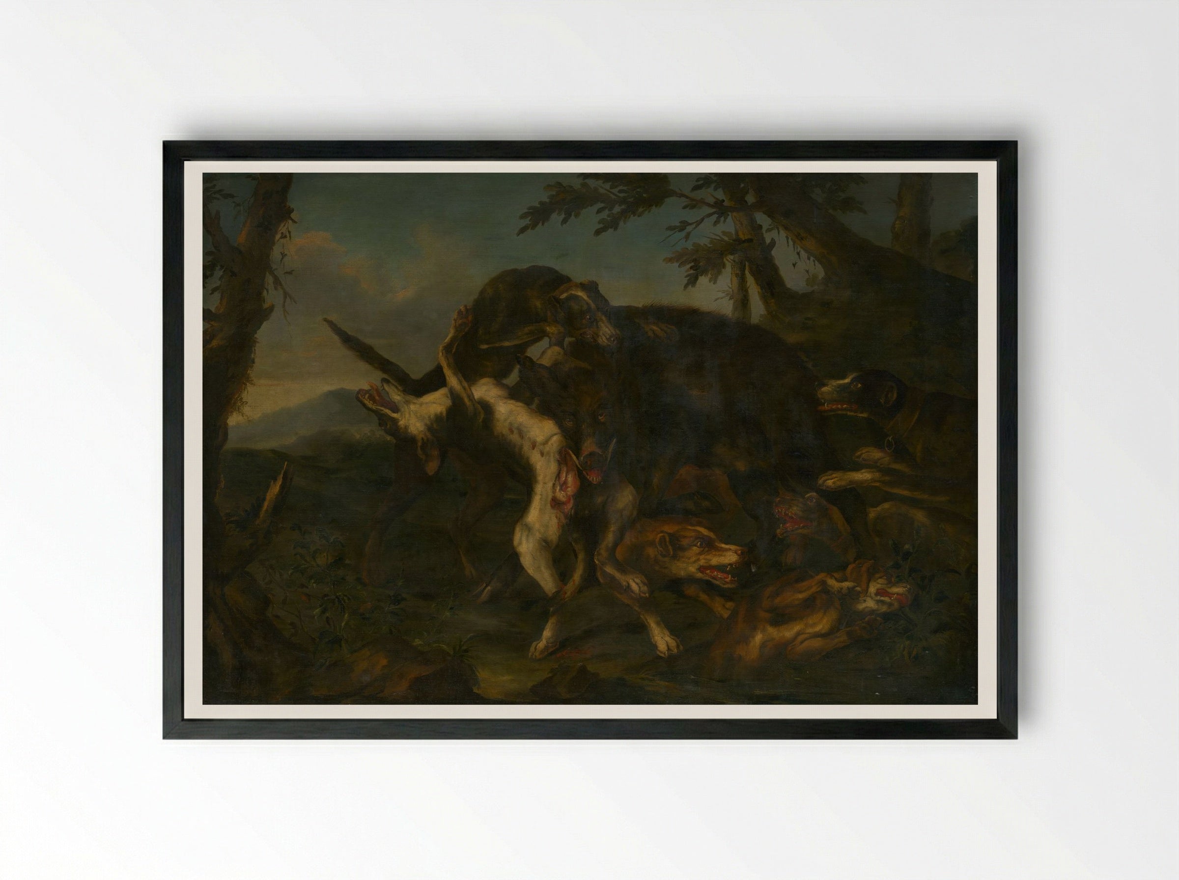 Boar Hunt - Frans Snyders - Framed Print Black