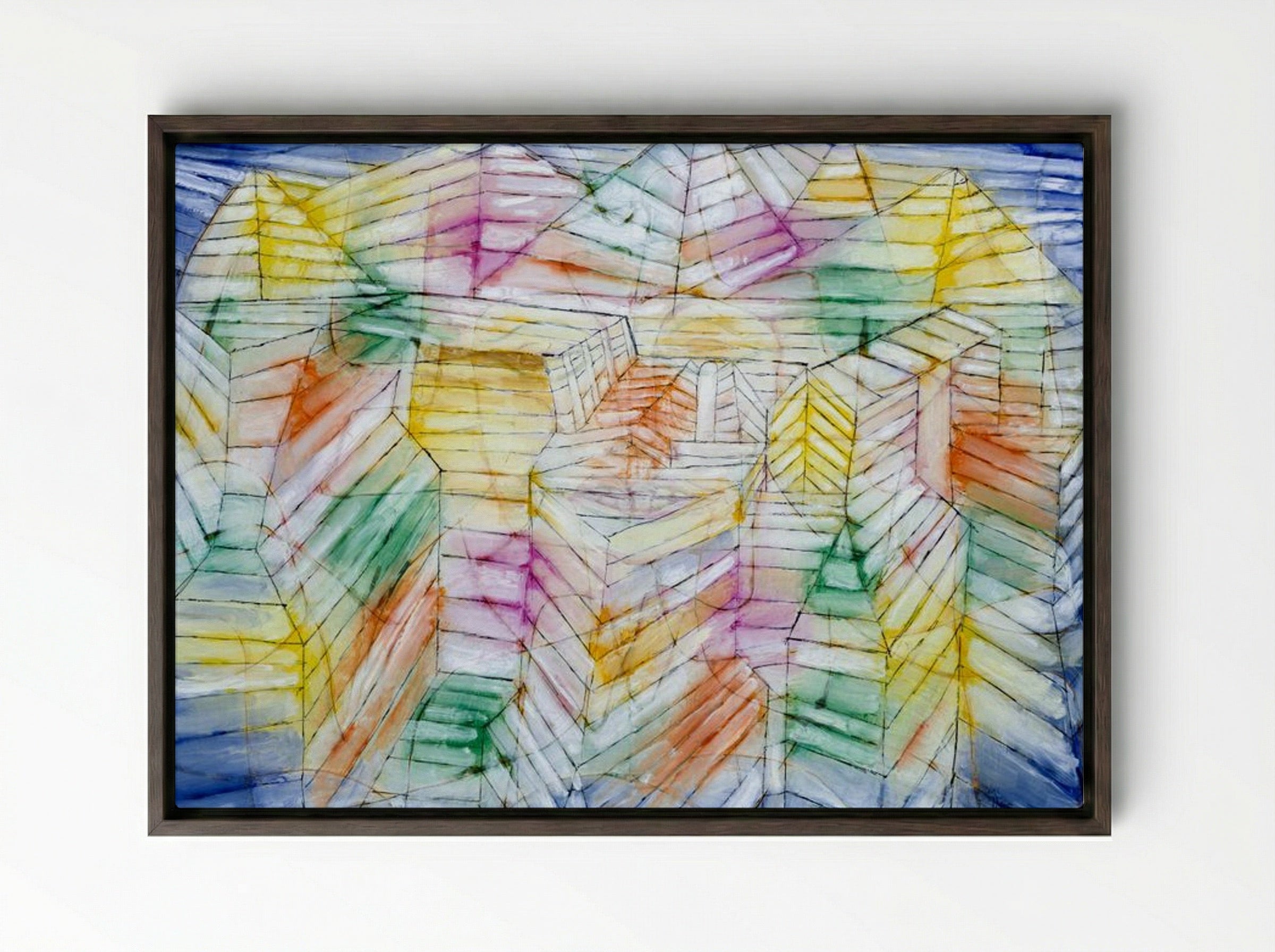 Theater, Mountain, Construction - Paul Klee - Framed Canvas Dark Wood