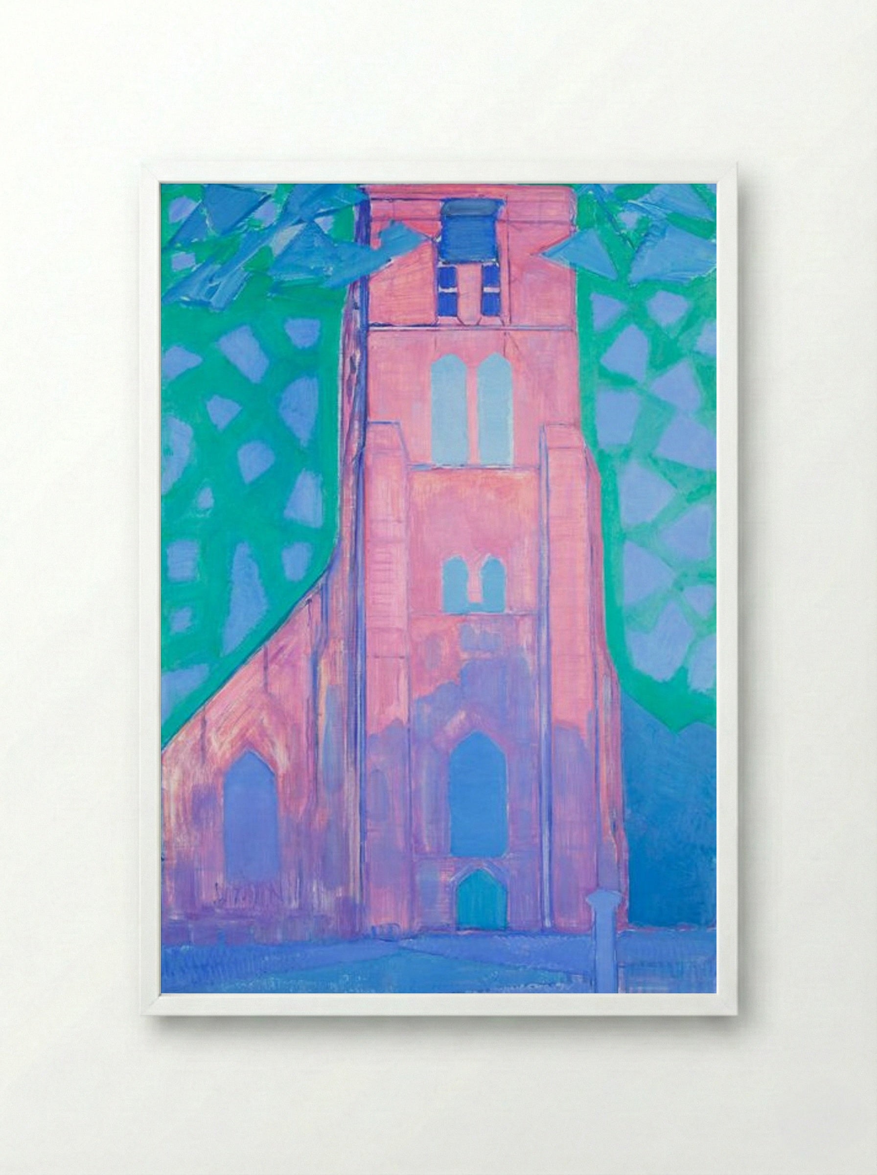 Church Tower at Domburg - Piet Mondrian - Framed Print White