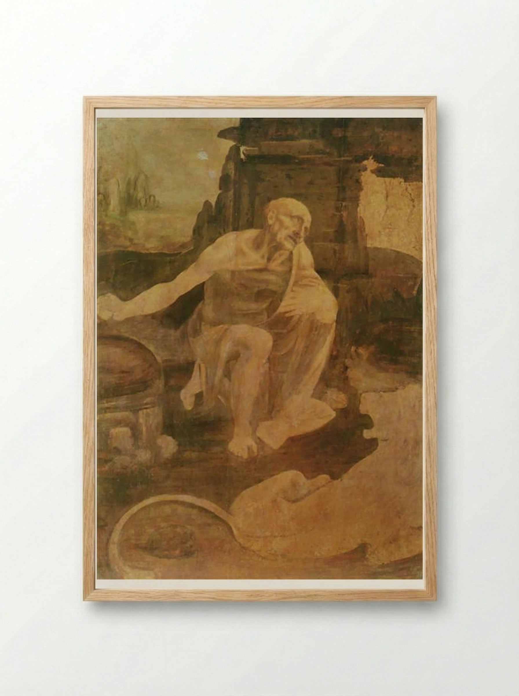Saint Jerome in the Wilderness - Leonardo da Vinci - Framed Print Wood