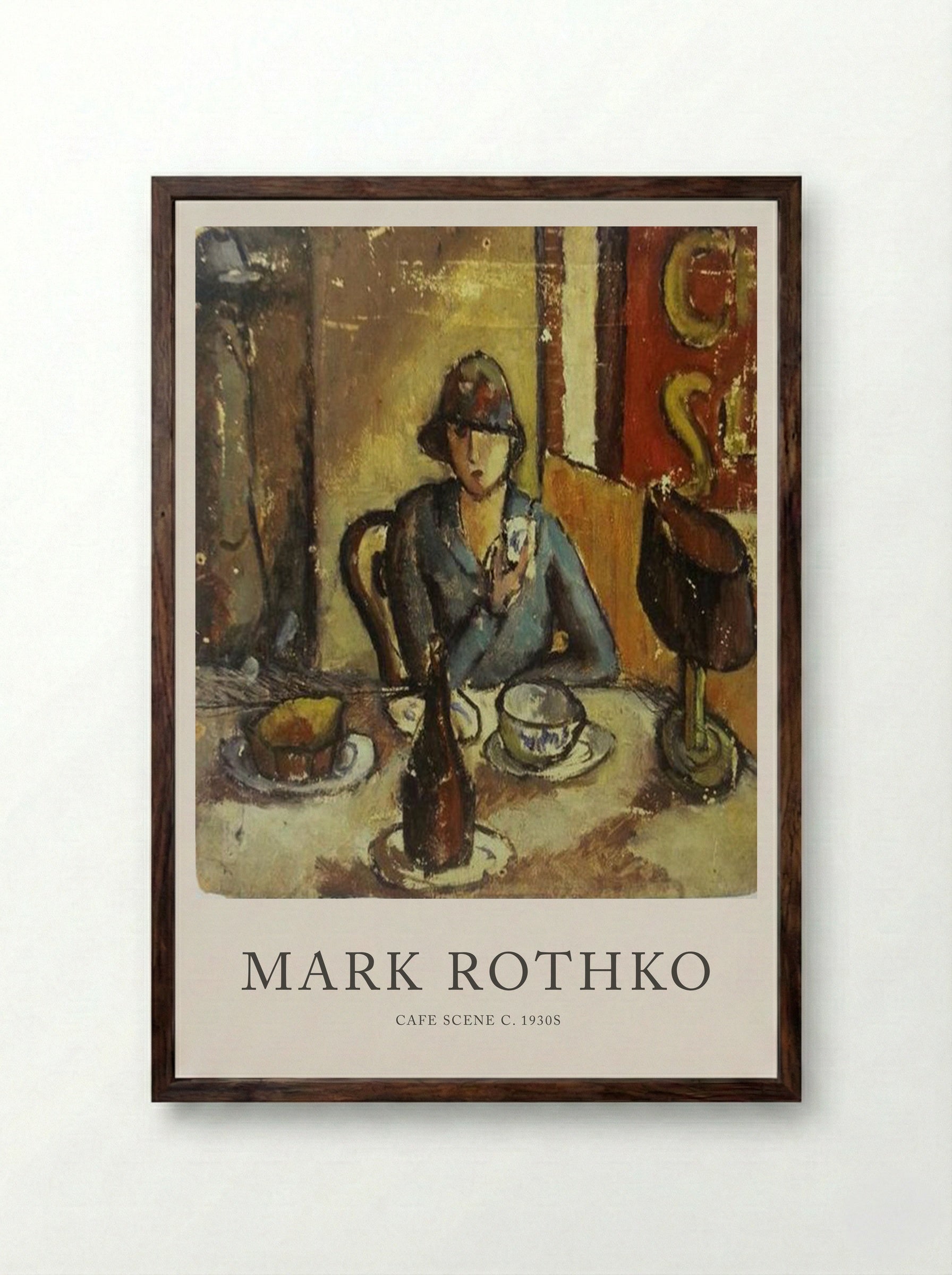 Cafe Scene - Mark Rothko - Framed Print Dark Wood