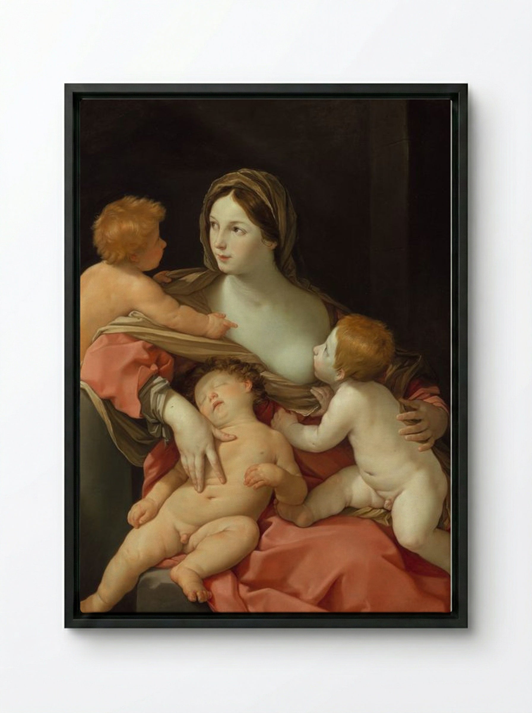 Charity - Guido Reni - Framed Canvas Black