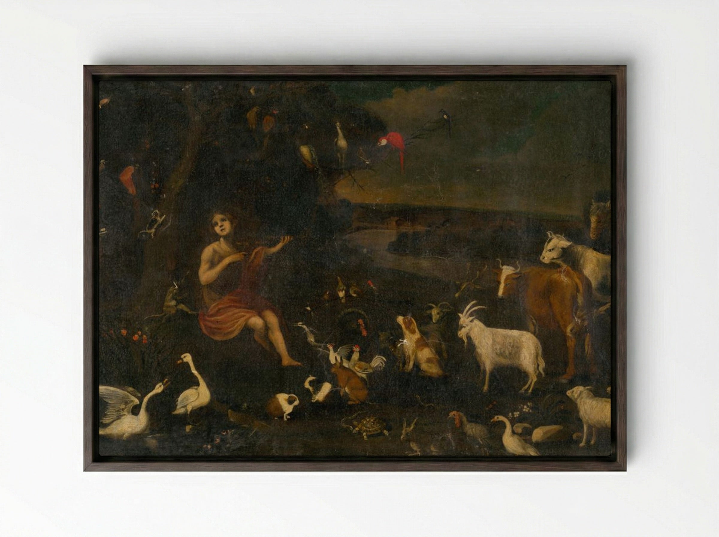 Orpheus Charming the Animals - Roelant Savery - Framed Canvas Dark Wood